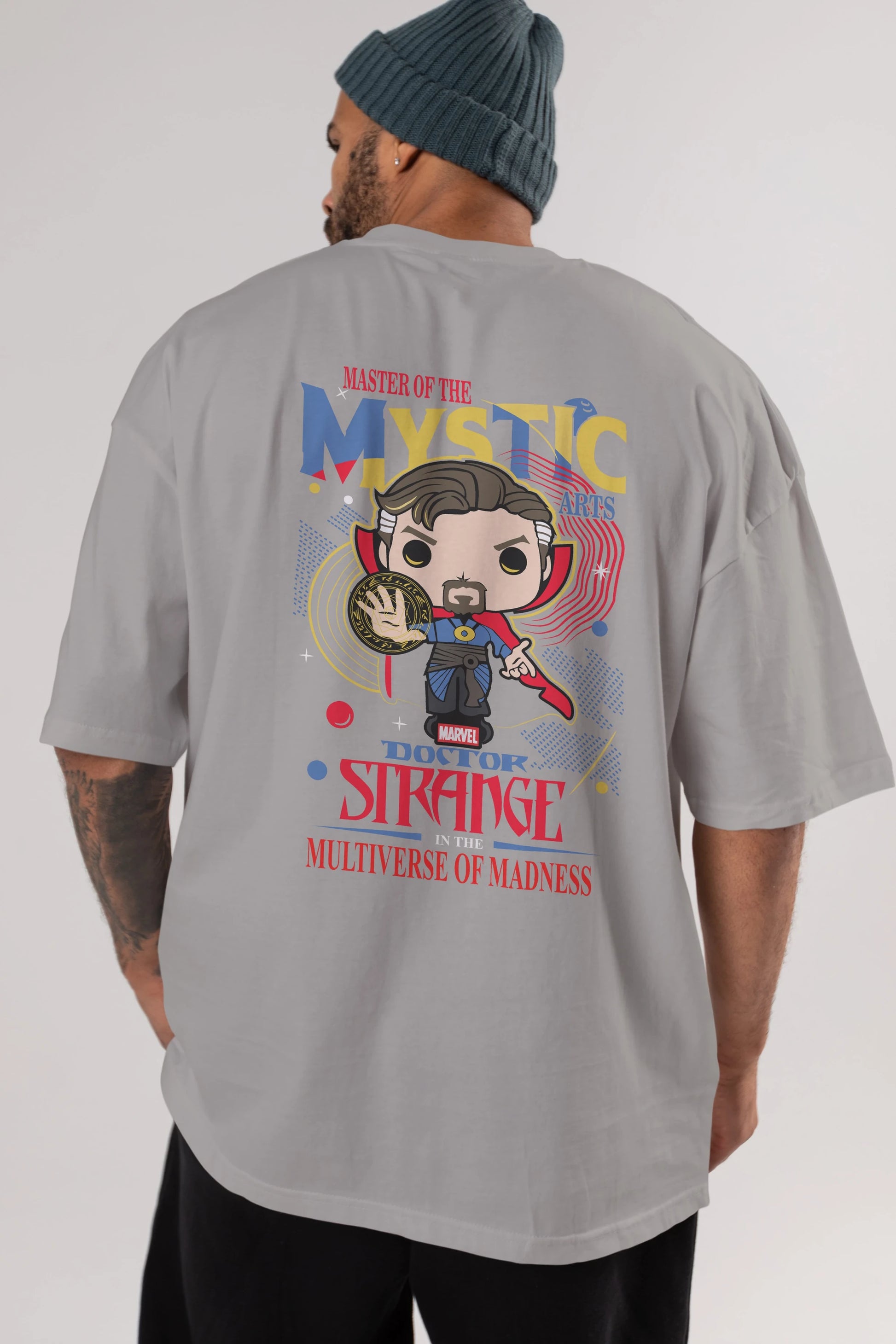 Doctor Strange Arka Baskılı Oversize t-shirt Erkek Kadın Unisex %100 Pamuk Bisiklet Yaka tişort