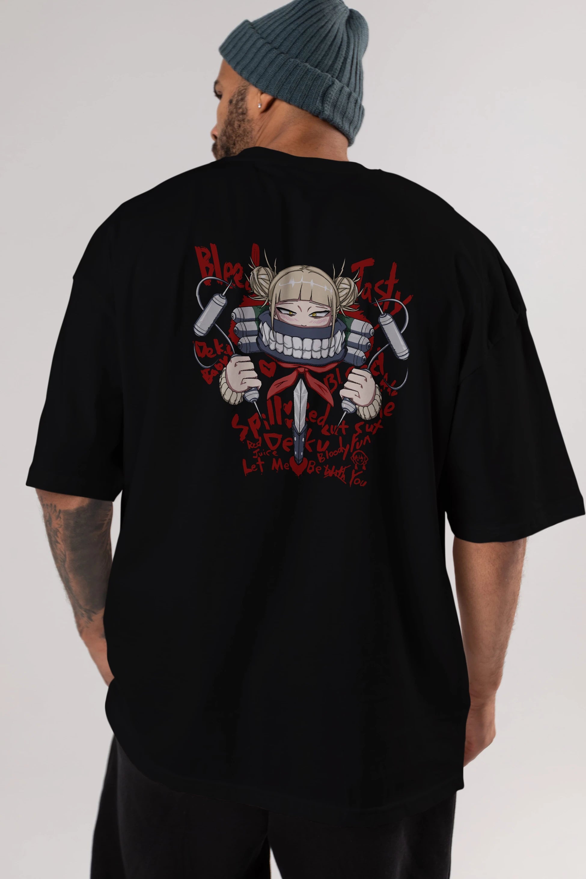 Himiko Toga 1 Anime Arka Baskılı Oversize t-shirt Erkek Kadın Unisex