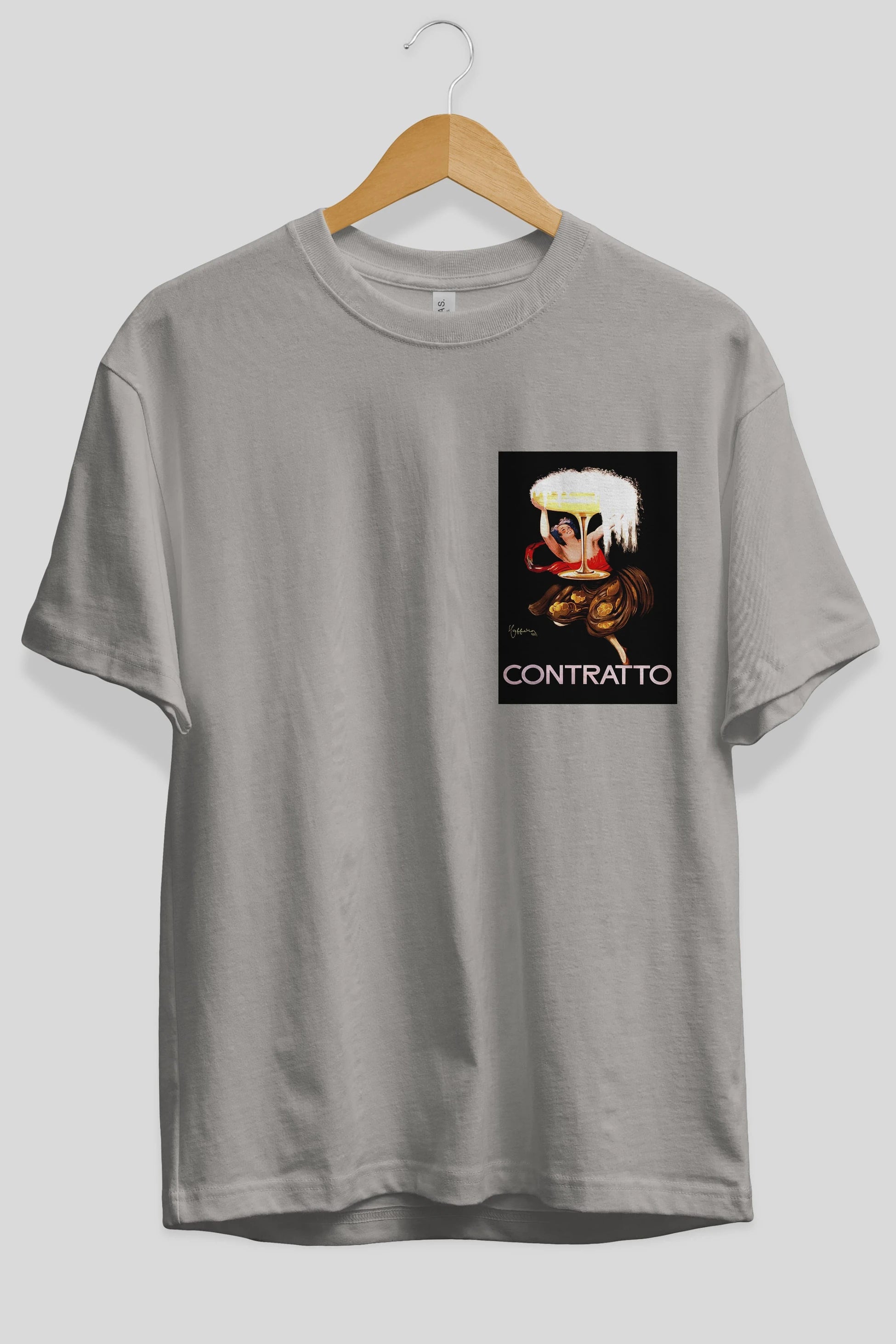 Contratto Ön Sol Baskılı Oversize t-shirt Erkek Kadın Unisex %100 Pamuk Bisiklet Yaka tişort