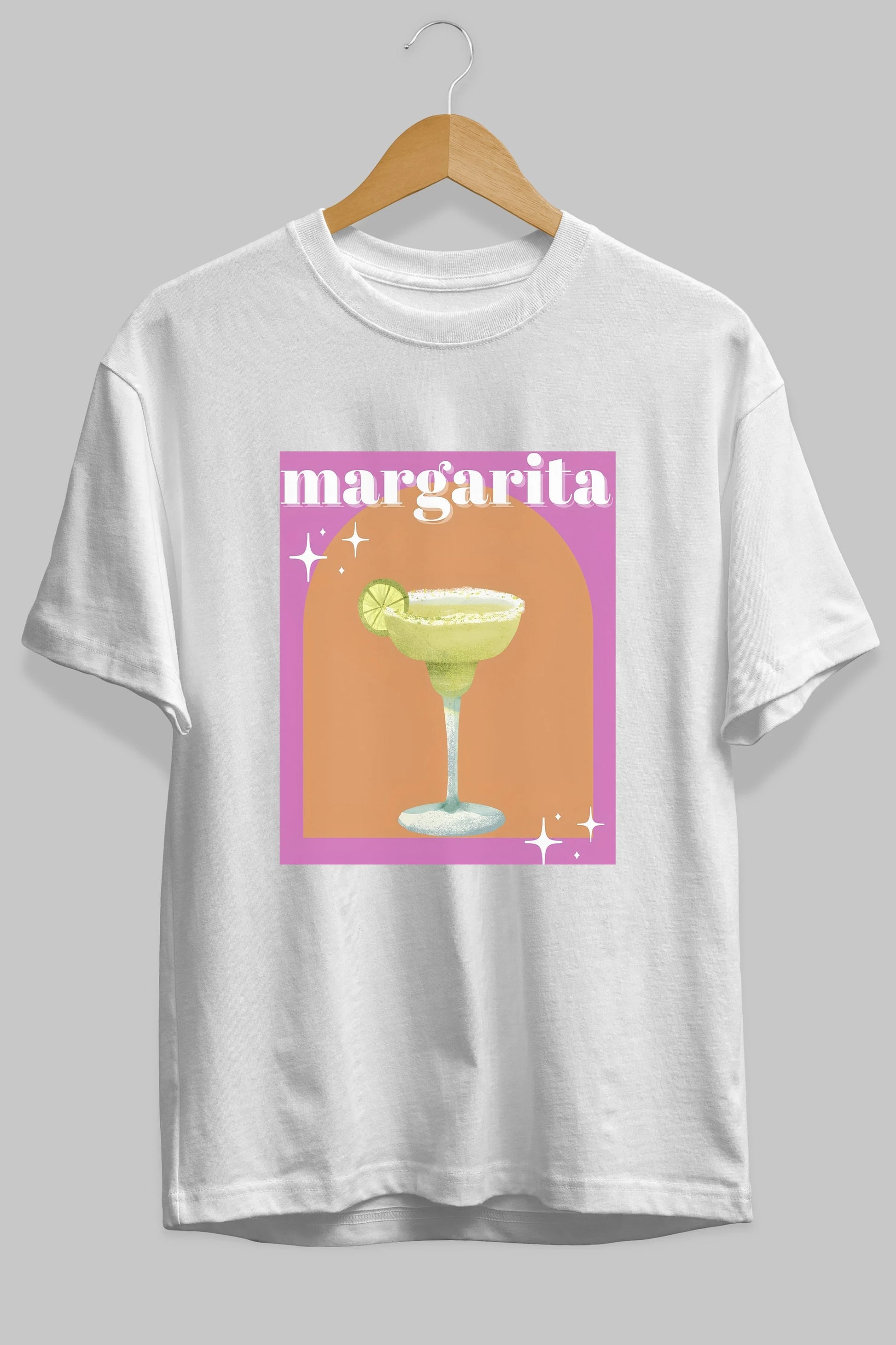 Margarita 7 Ön Baskılı Oversize t-shirt Erkek Kadın Unisex %100 Pamuk Bisiklet Yaka tişort