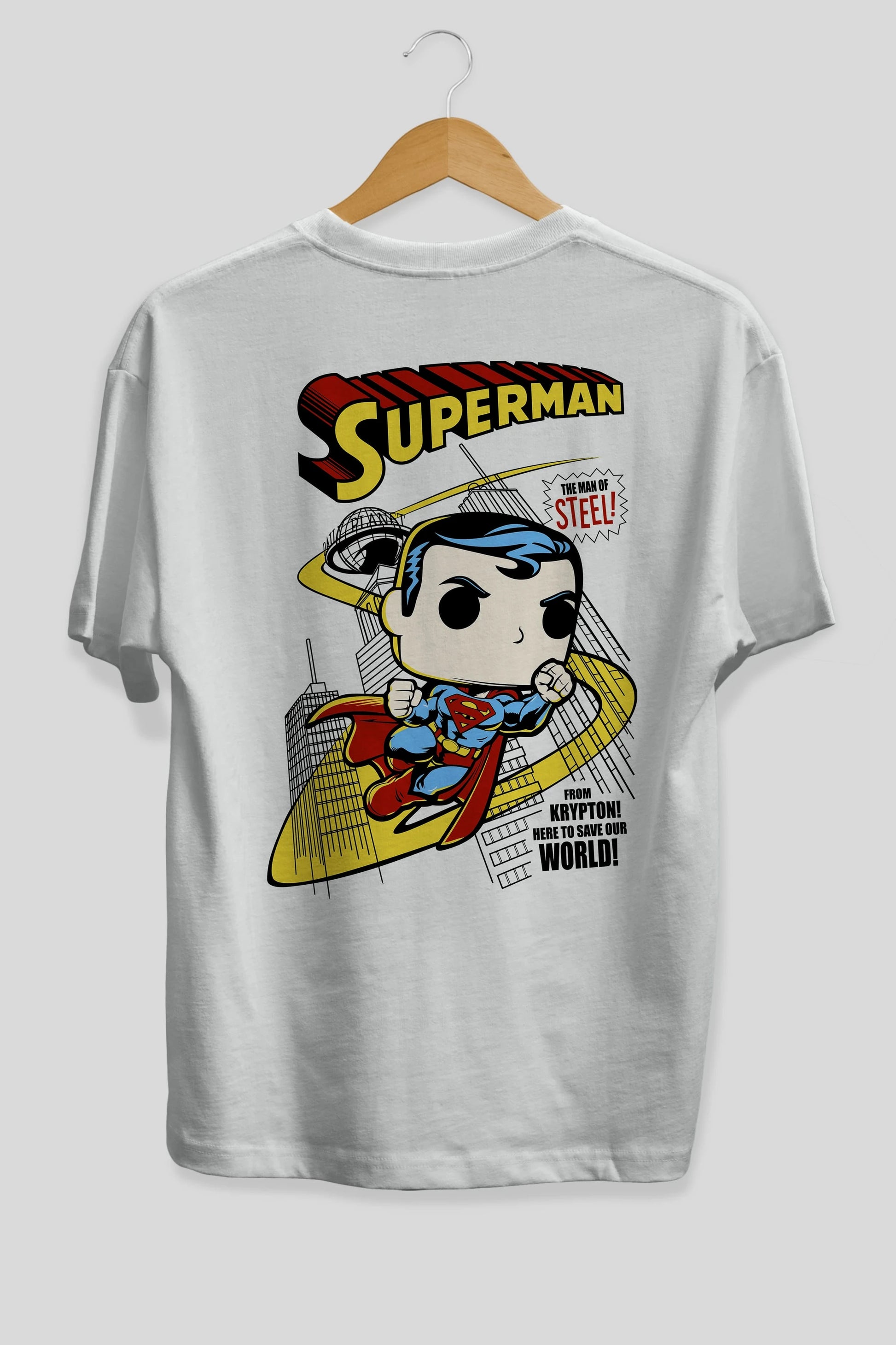 Superman (2) Arka Baskılı Oversize t-shirt Erkek Kadın Unisex %100 Pamuk Bisiklet Yaka tişort