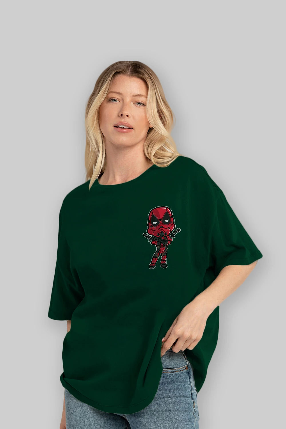 Deadpool (22) Ön Sol Baskılı Oversize t-shirt Erkek Kadın Unisex %100 Pamuk Bisiklet Yaka tişort