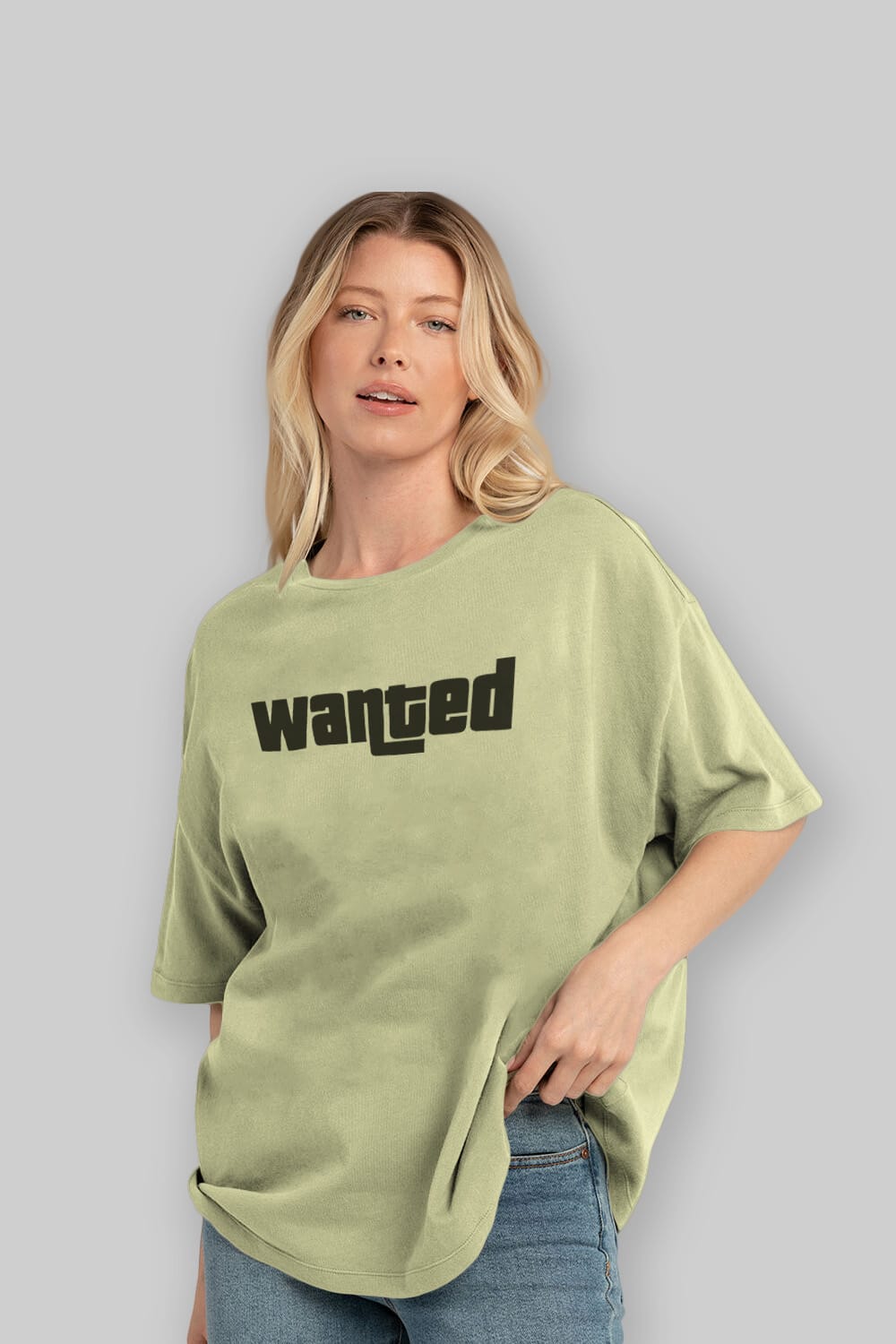 Wanted Ön Baskılı Oversize t-shirt %100 pamuk Erkek Kadın Unisex