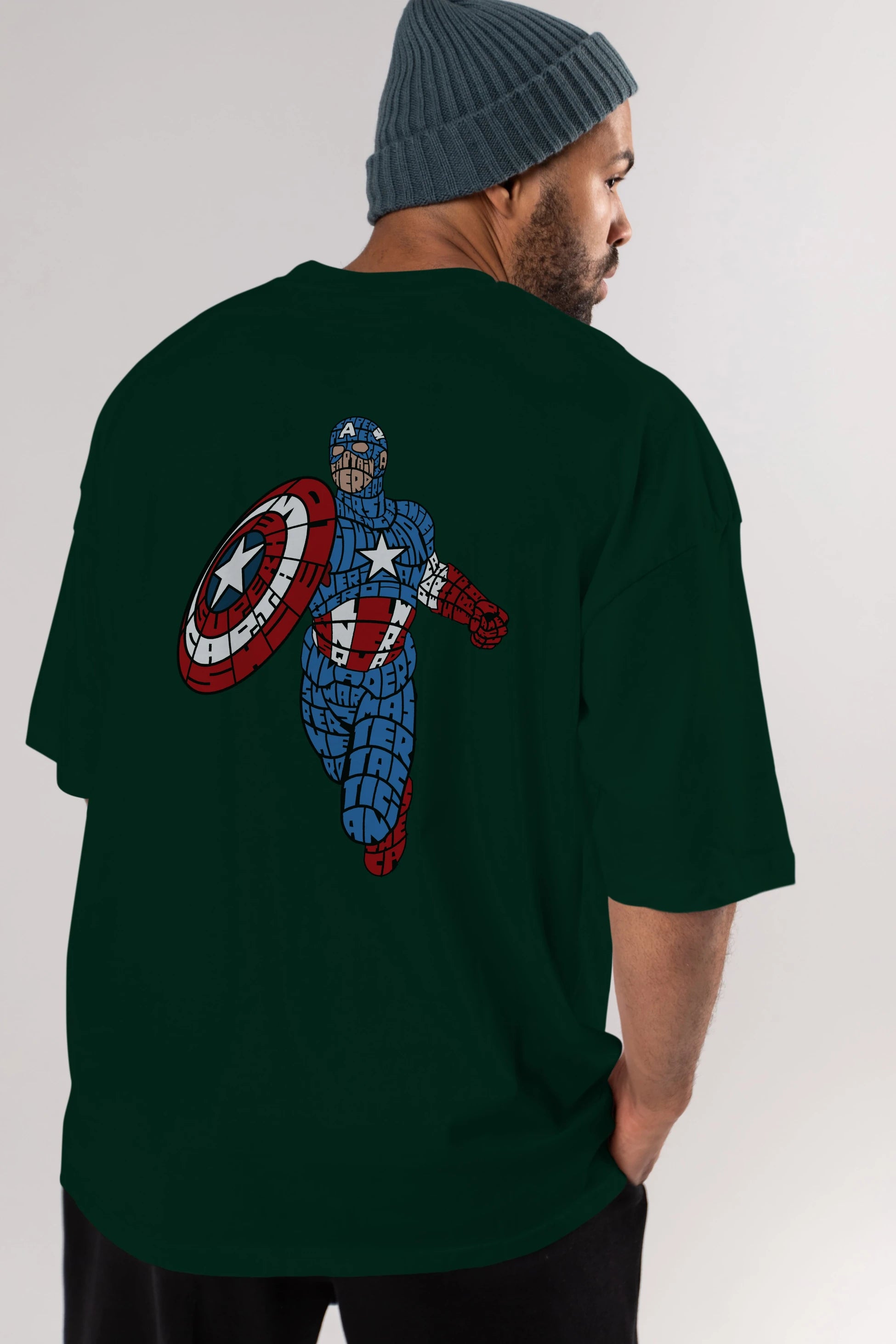 Star and Stripes Hero Arka Baskılı Oversize t-shirt %100 pamuk Erkek Kadın Unisex