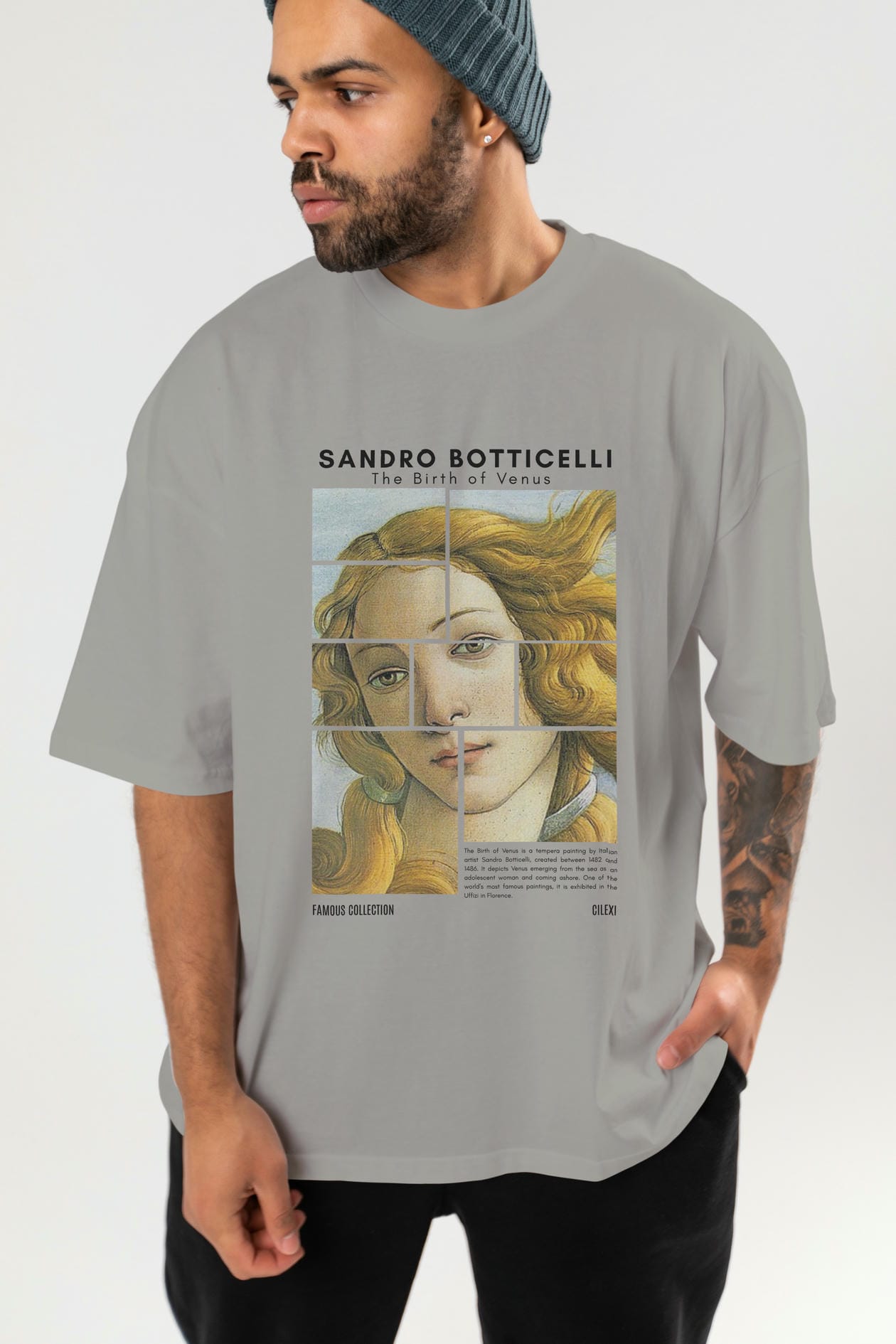 Sandro Botticelli ön Baskılı Oversize t-shirt Erkek Kadın Bisiklet Yaka Pamuk tişort