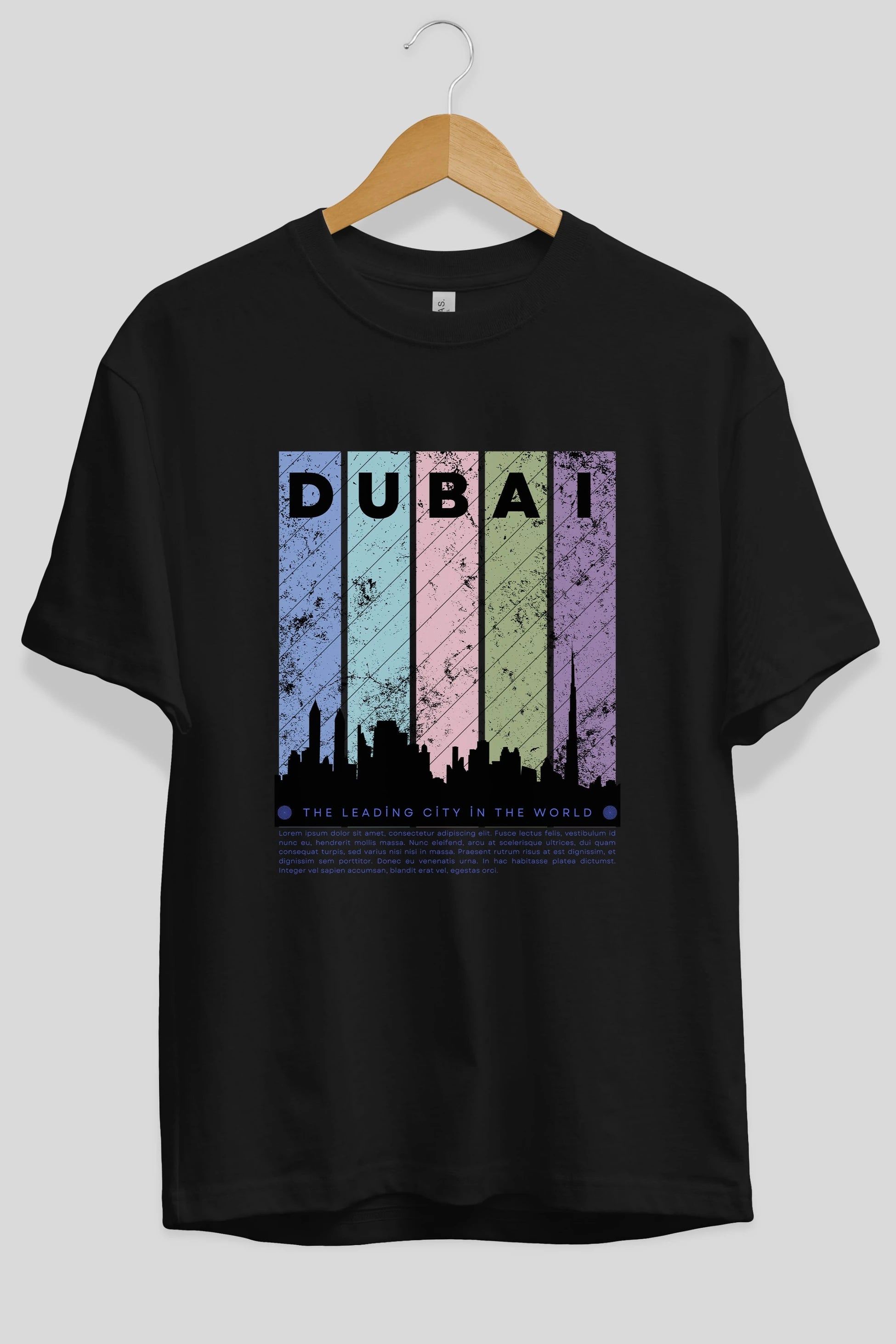 Dubai Yazılı Ön Baskılı Oversize t-shirt Erkek Kadın Unisex