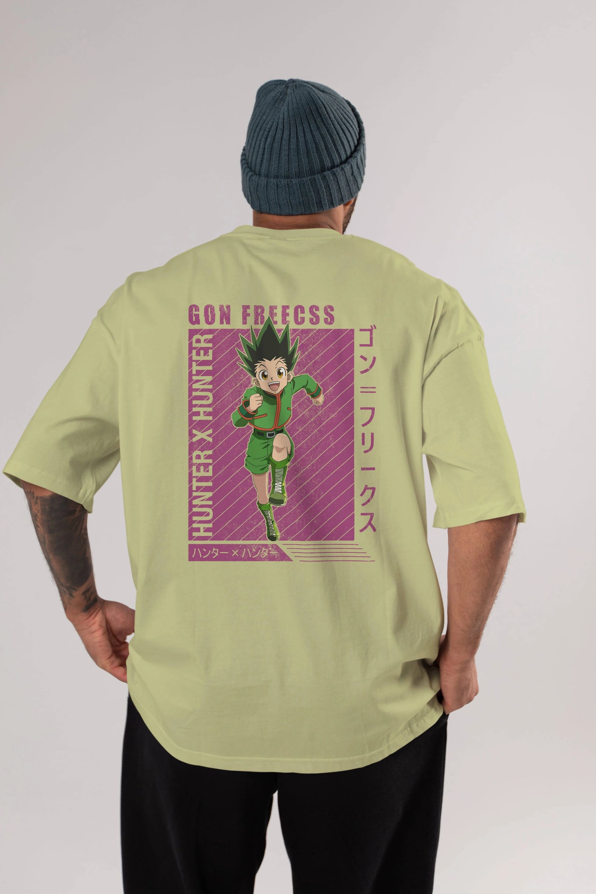 Gon Freecss HUNTER X HUNTER 3 Anime Arka Baskılı Oversize t-shirt Erkek Kadın Unisex