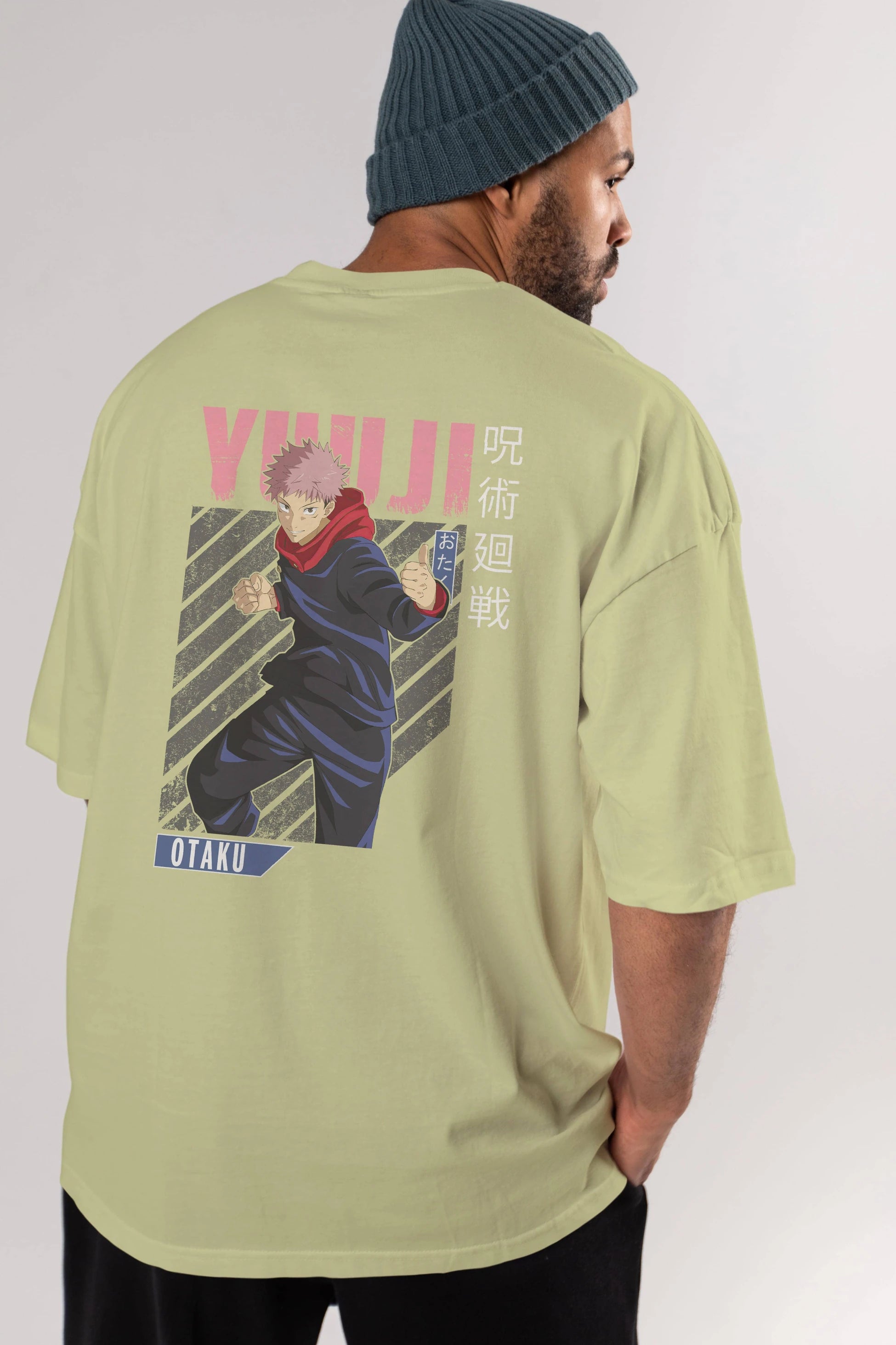 Yuuji Itadori Anime Arka Baskılı Oversize t-shirt Erkek Kadın Unisex