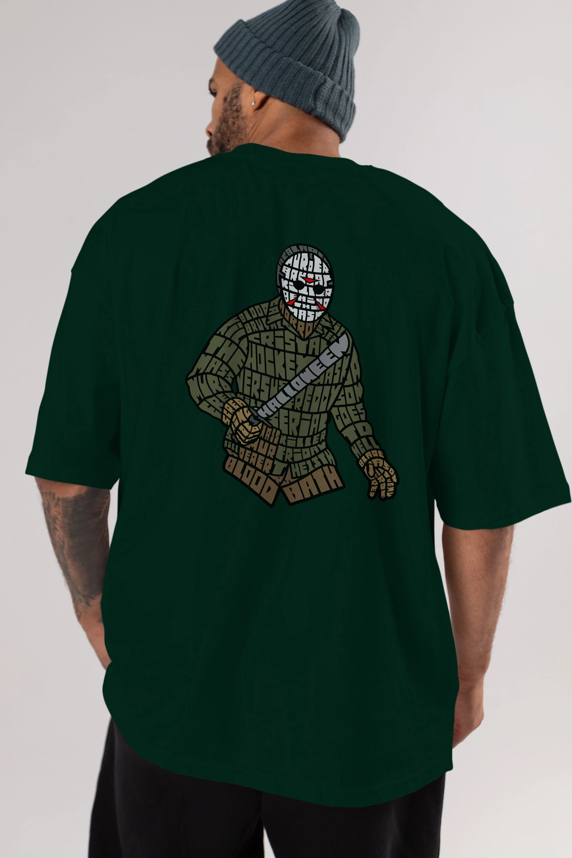 Jason Arka Baskılı Oversize t-shirt %100 pamuk Erkek Kadın Unisex