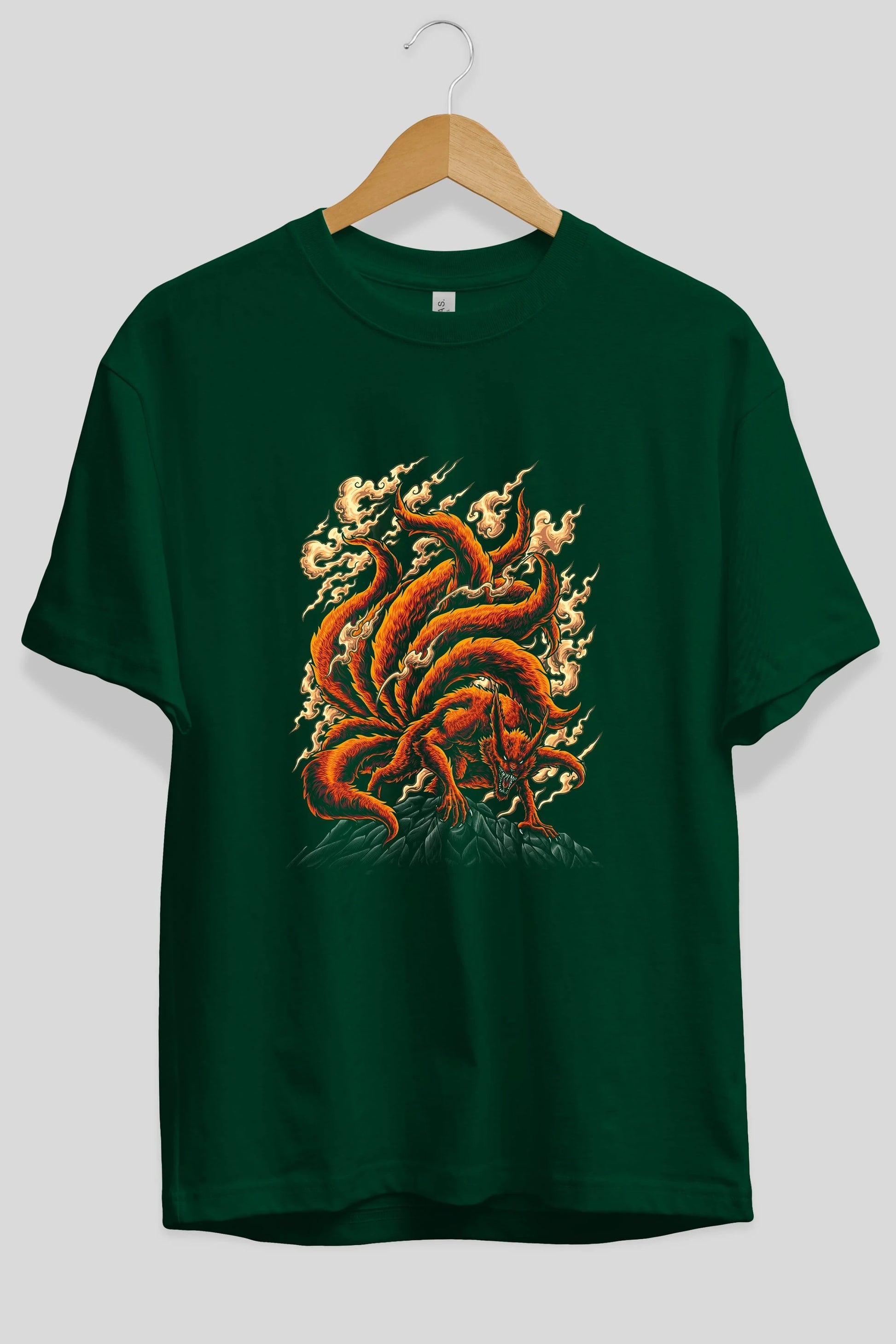 NARUTO KYUUBI Anime Ön Baskılı Oversize t-shirt %100 pamuk Erkek Kadın Unisex