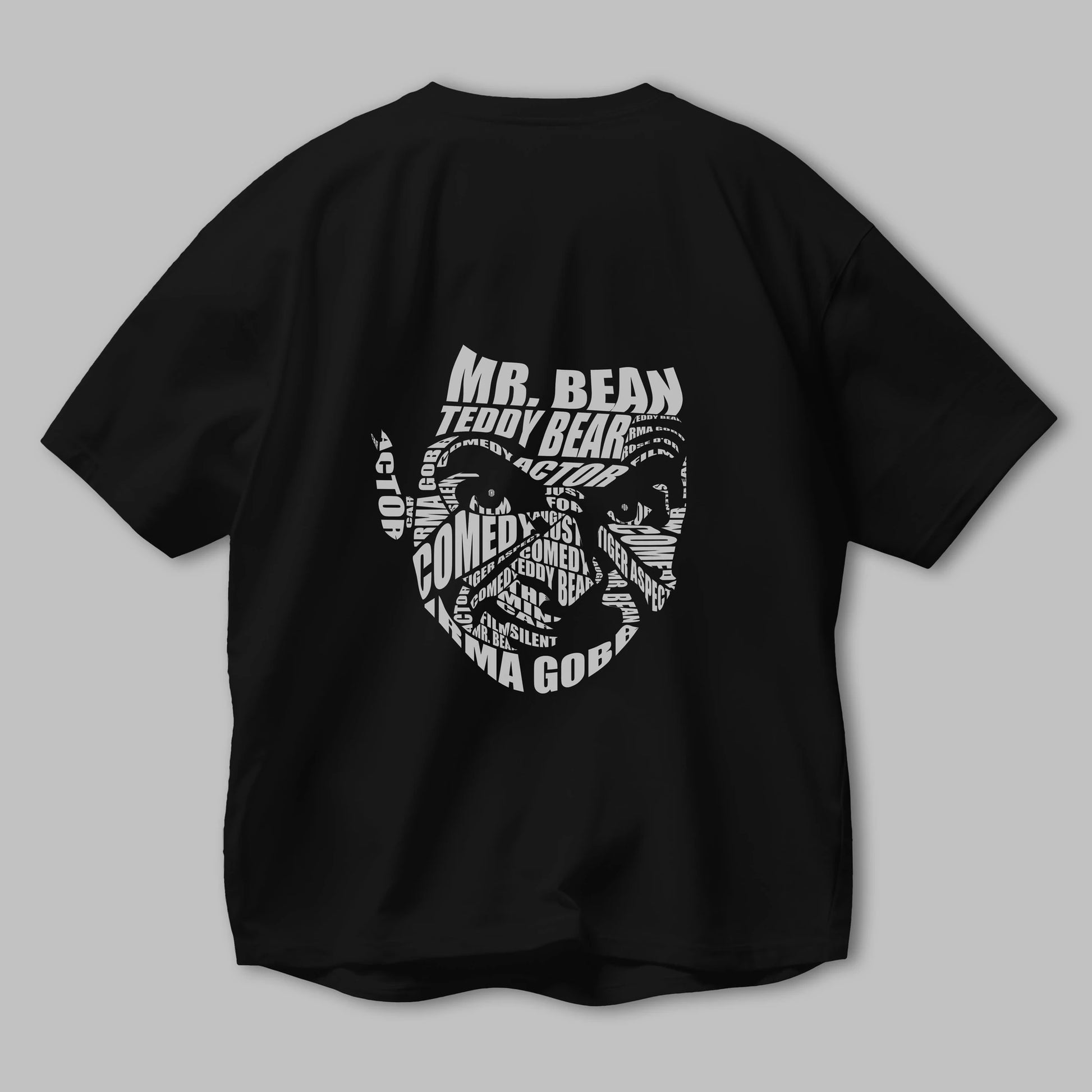 Mr Bean Calligram Arka Baskılı Oversize t-shirt %100 pamuk Erkek Kadın Unisex