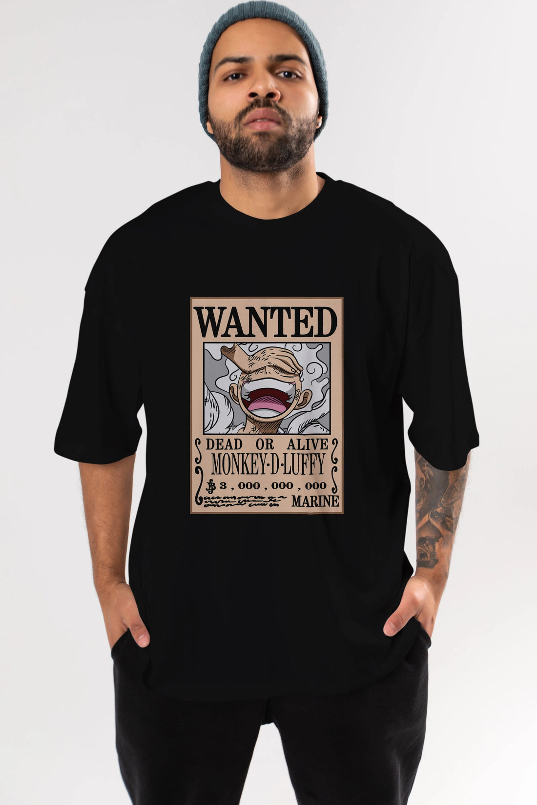 CARTEL LUFFY GEAR 5 Anime Ön Baskılı Oversize t-shirt %100 pamuk Erkek Kadın Unisex