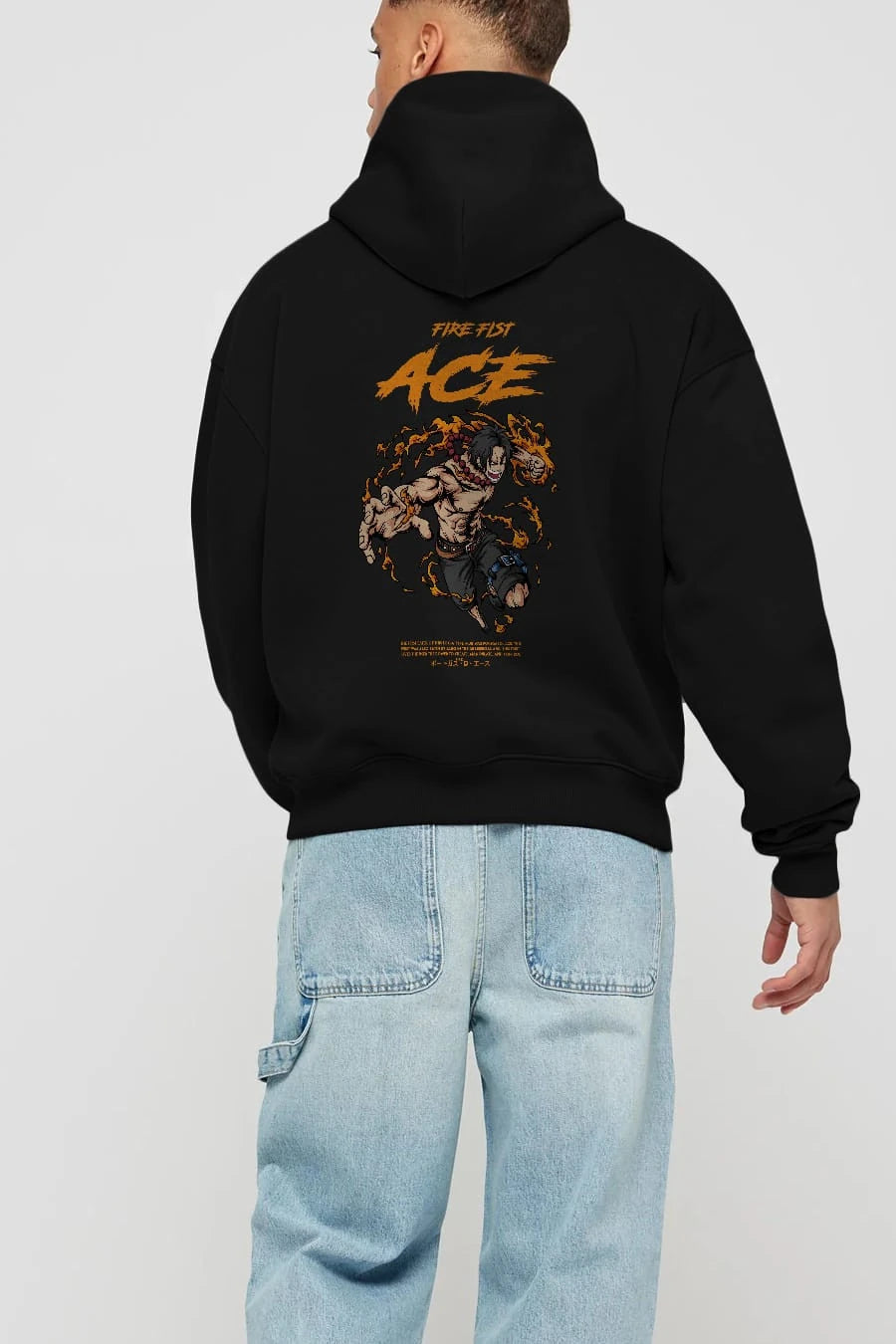 Fire Fist Ace Anime Arka Baskılı Hoodie Oversize Kapüşonlu Sweatshirt Erkek Kadın Unisex