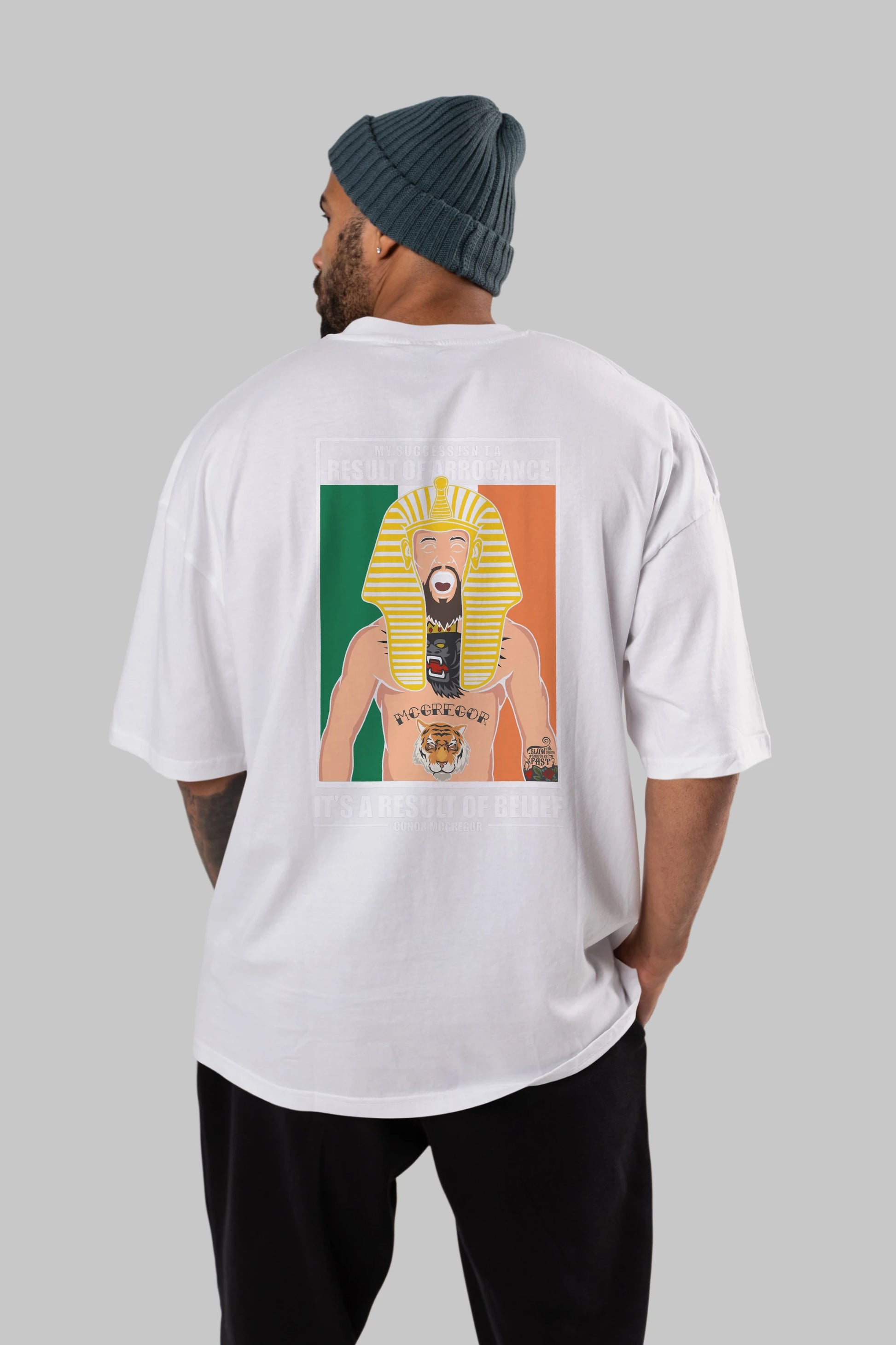 McGregor Pharaoh Arka Baskılı Oversize t-shirt Erkek Kadın Unisex %100 Pamuk tişort