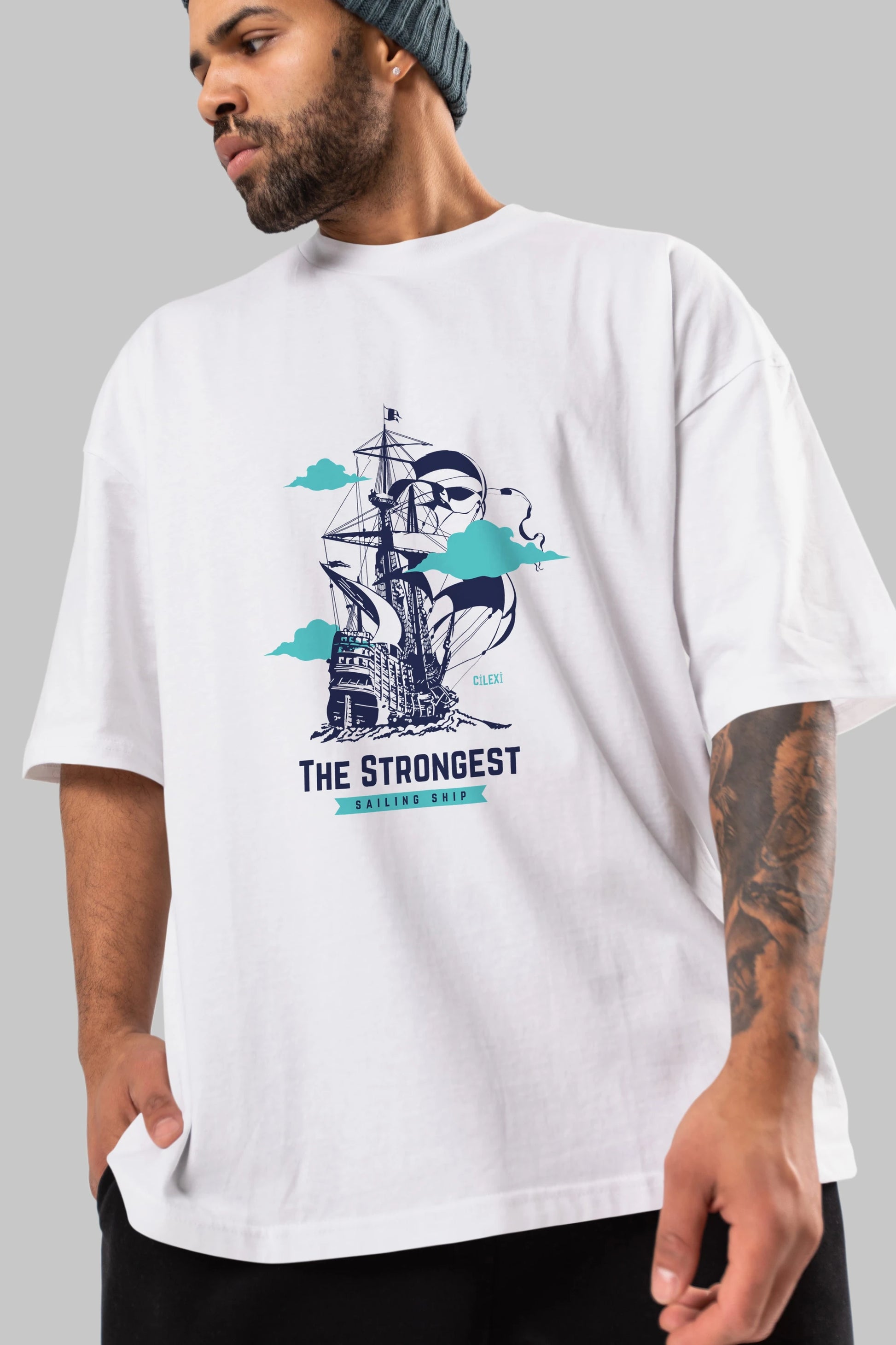 The Strongest Yazılı Ön Baskılı Oversize t-shirt Erkek Kadın Unisex