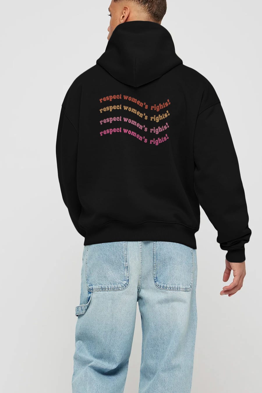 Respect Women Yazılı Arka Baskılı Oversize Hoodie Kapüşonlu Sweatshirt Erkek Kadın Unisex