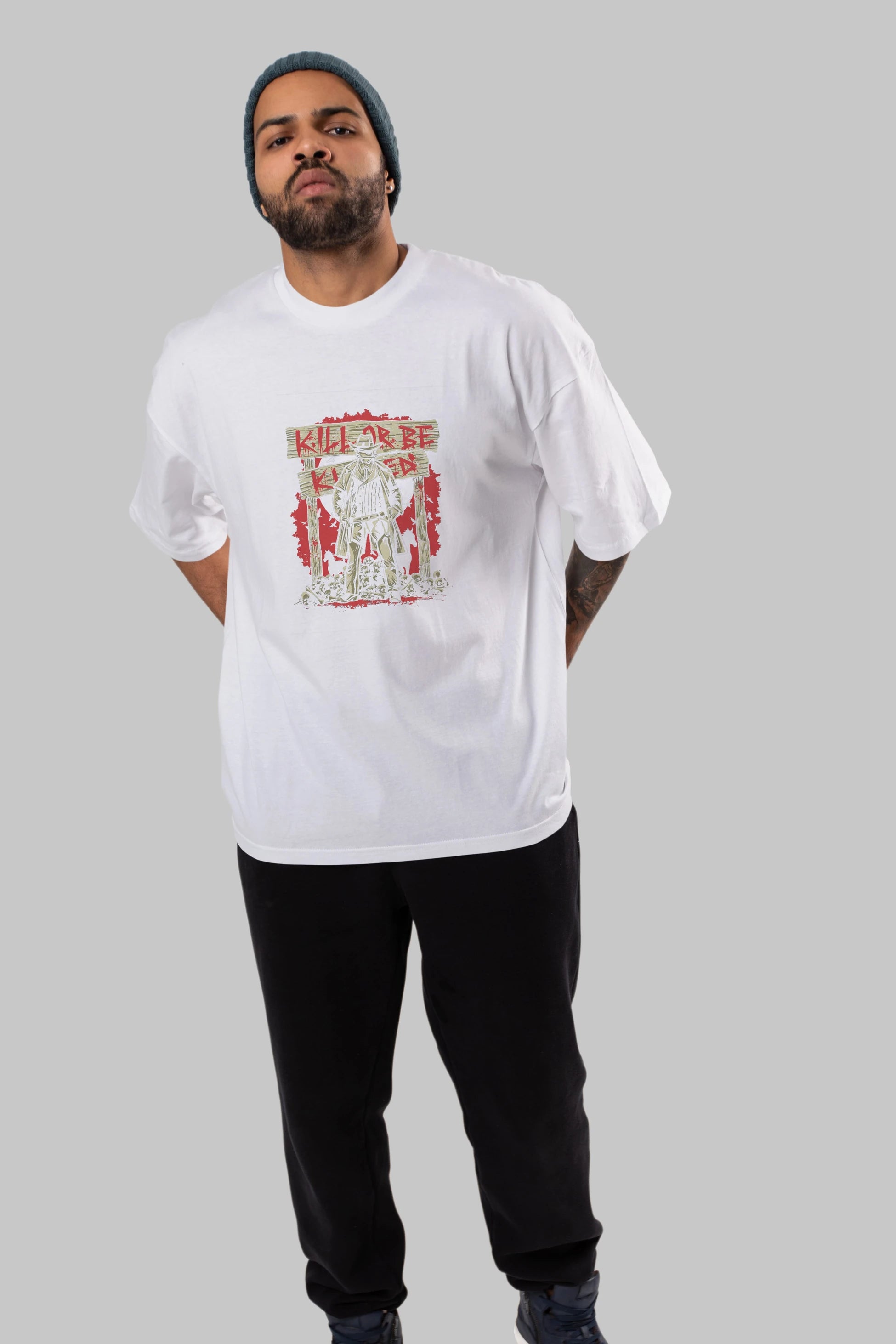 Kill Or Be Killed Ön Baskılı Oversize t-shirt Erkek Kadın Unisex %100 Pamuk tişort