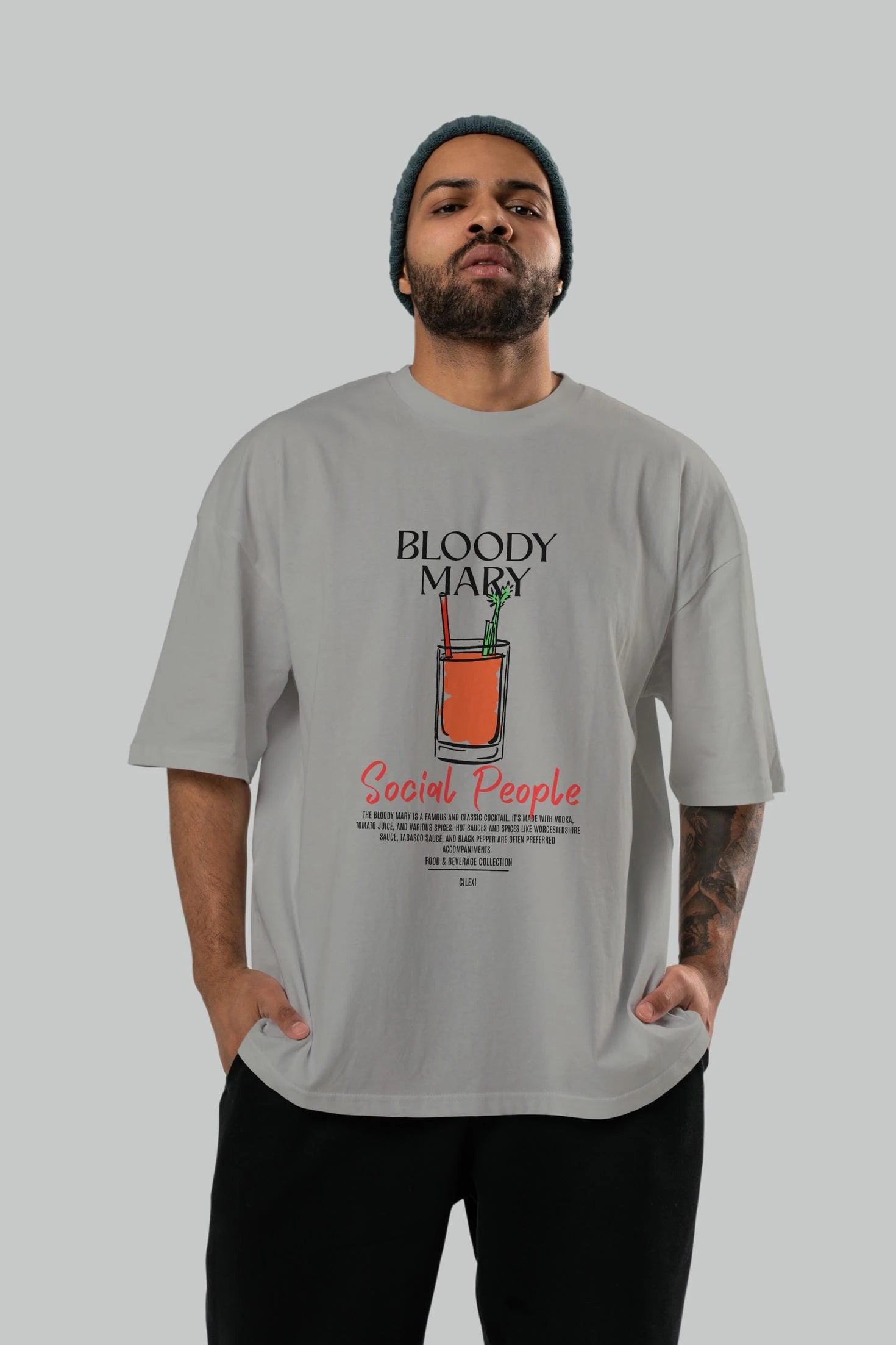 Bloody Mary Kokteyl Serisi ön Baskılı Oversize t-shirt Erkek Kadın %100 Pamuk Bisiklet Yaka tişort