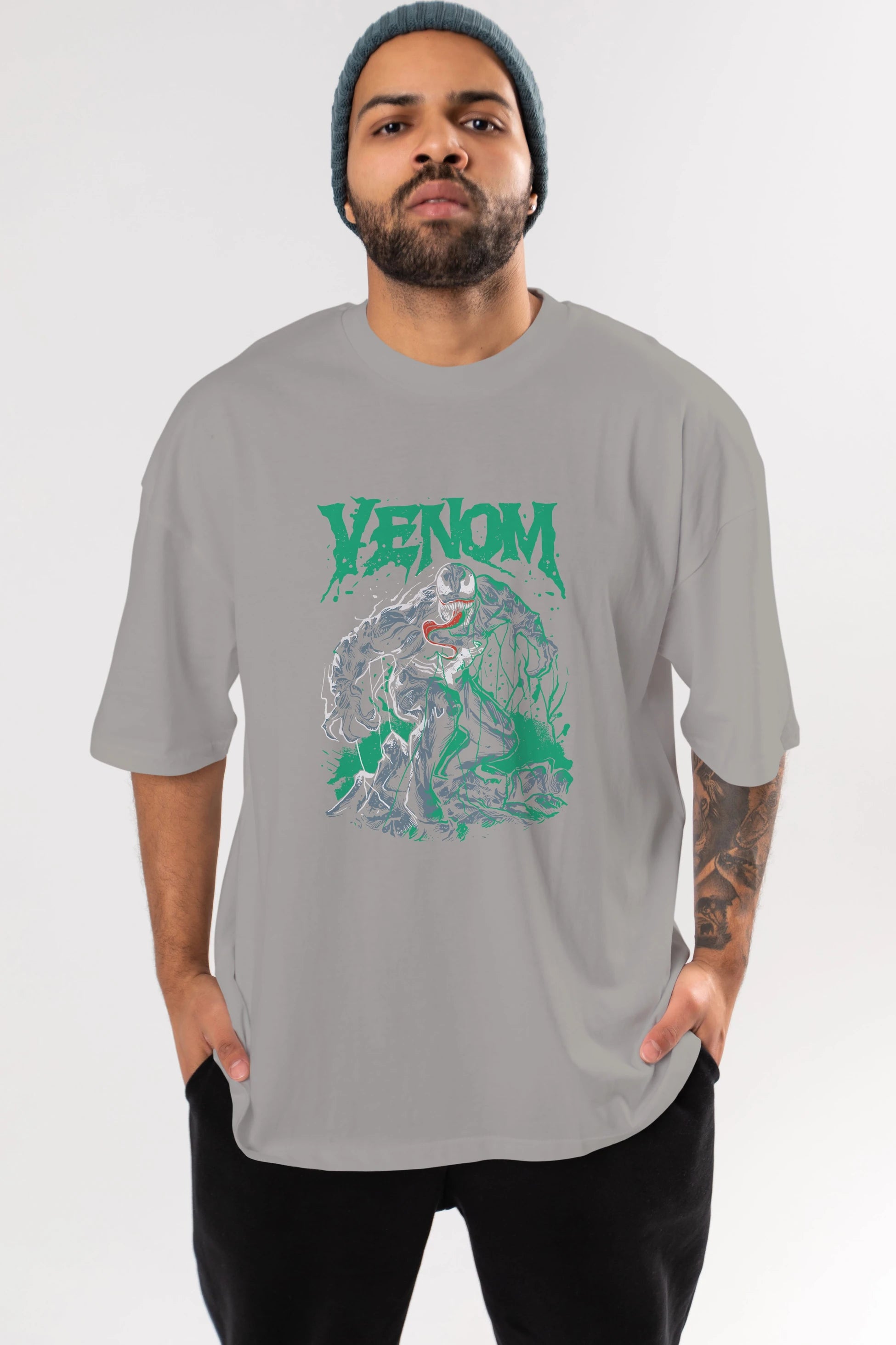 Venom (3) Ön Baskılı Oversize t-shirt Erkek Kadın Unisex %100 Pamuk Bisiklet Yaka tişort