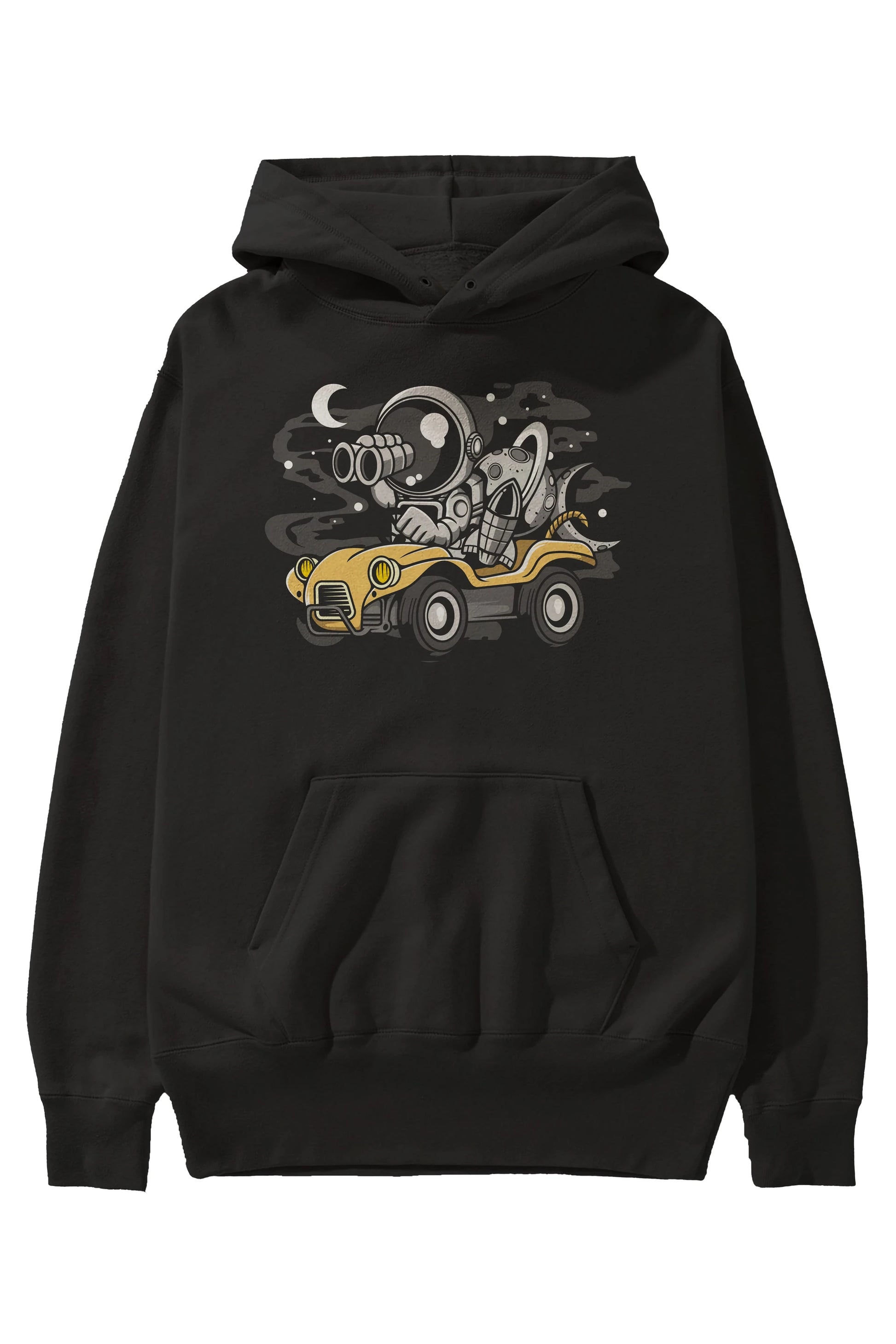 Astronaut Adventure Ön Baskılı Hoodie Oversize Kapüşonlu Sweatshirt Erkek Kadın Unisex