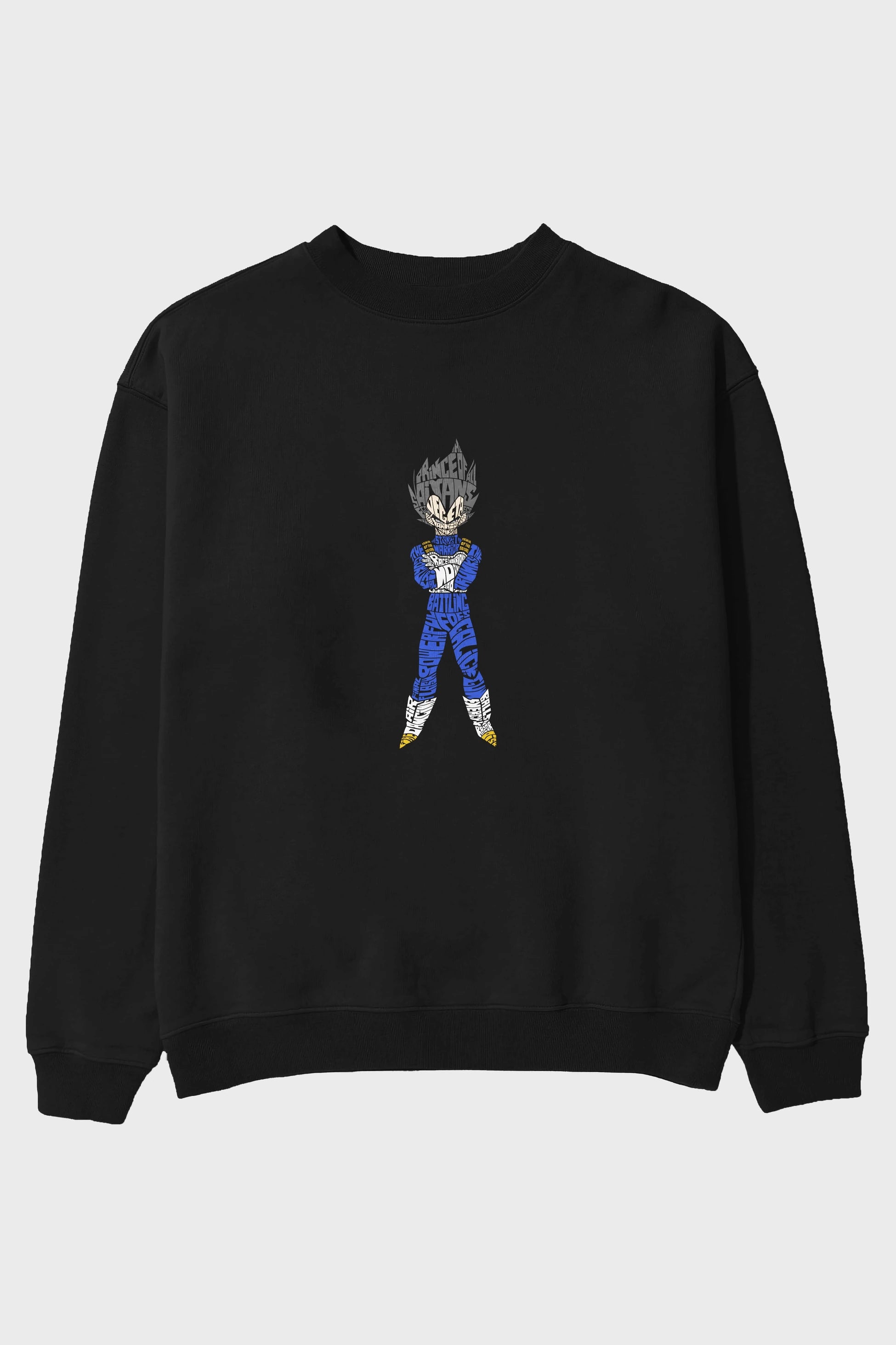 Vegeta Ön Baskılı Oversize Sweatshirt Erkek Kadın Unisex