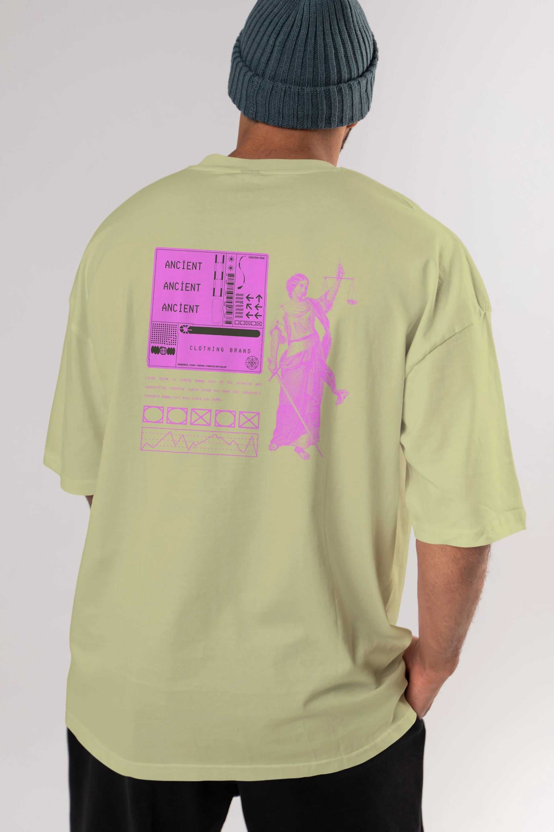 Ancient Streetwear Arka Baskılı Oversize t-shirt Erkek Kadın Unisex