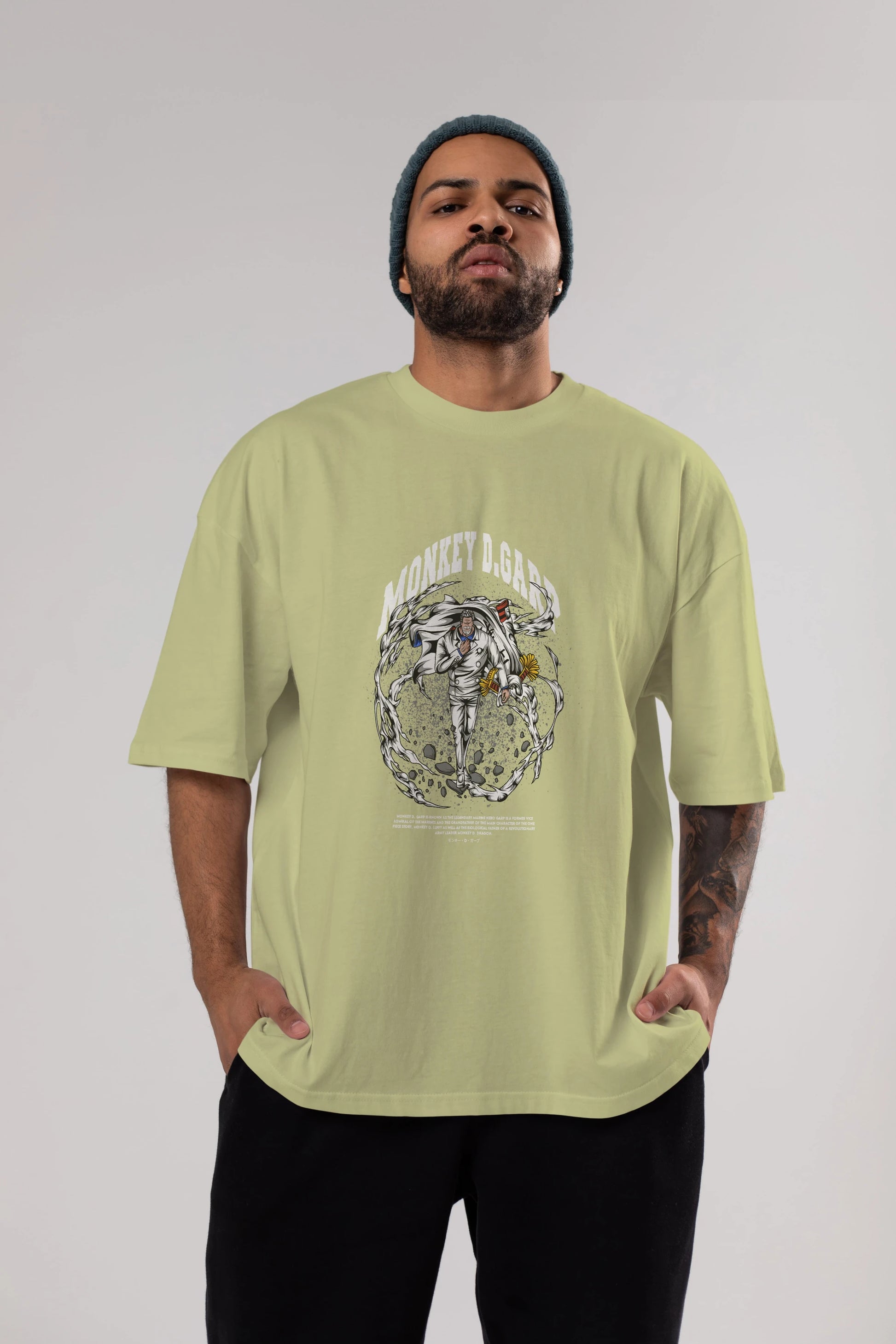 Monkey D. Garp Anime Ön Baskılı Oversize t-shirt %100 pamuk Erkek Kadın Unisex