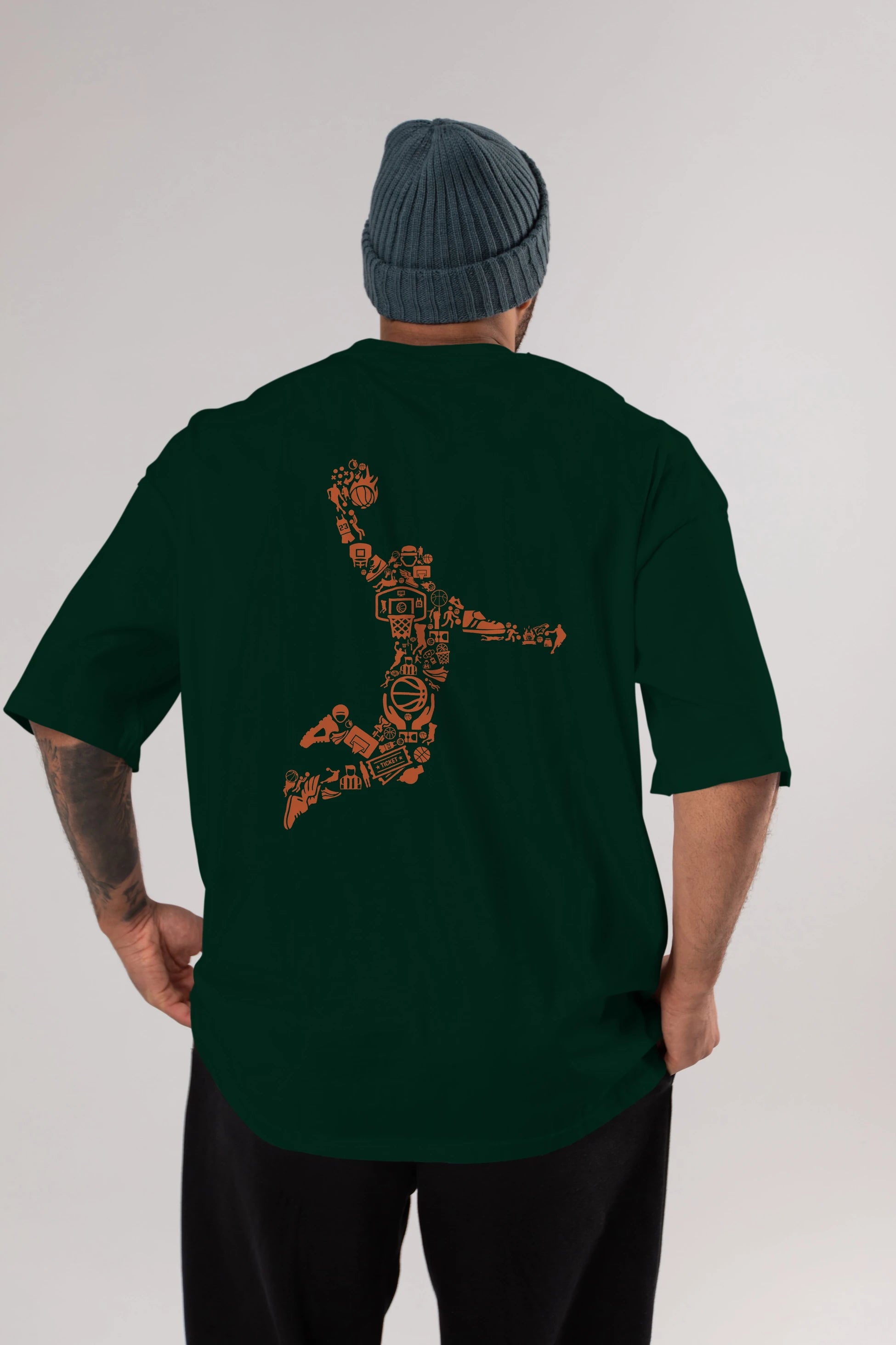 Basketball Player Arka Baskılı Oversize t-shirt %100 pamuk Erkek Kadın Unisex