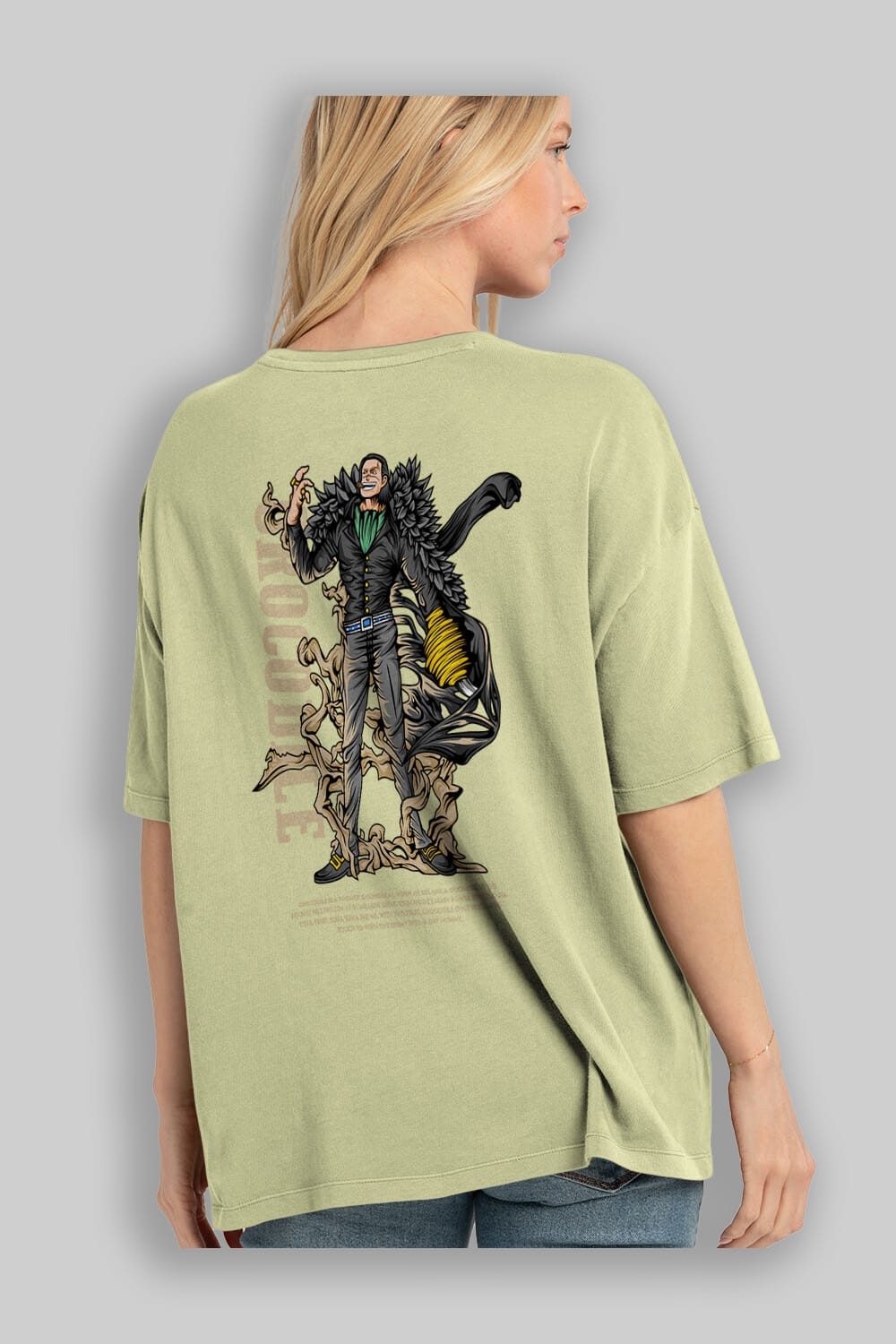 Crocodile Anime Arka Baskılı Oversize t-shirt Erkek Kadın Unisex