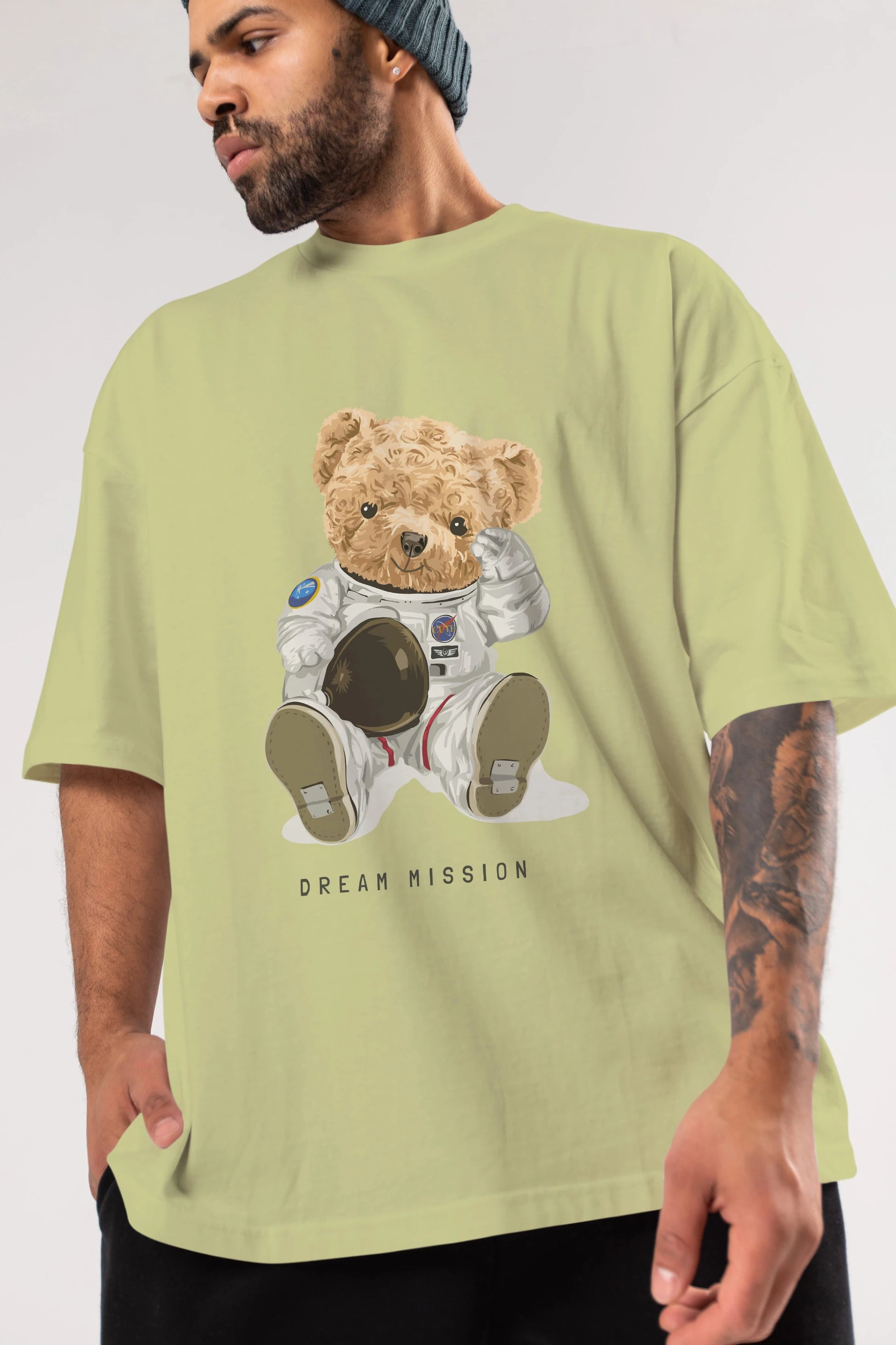 Teddy Bear Asrtonot Ön Baskılı Oversize t-shirt Erkek Kadın Unisex %100 Pamuk