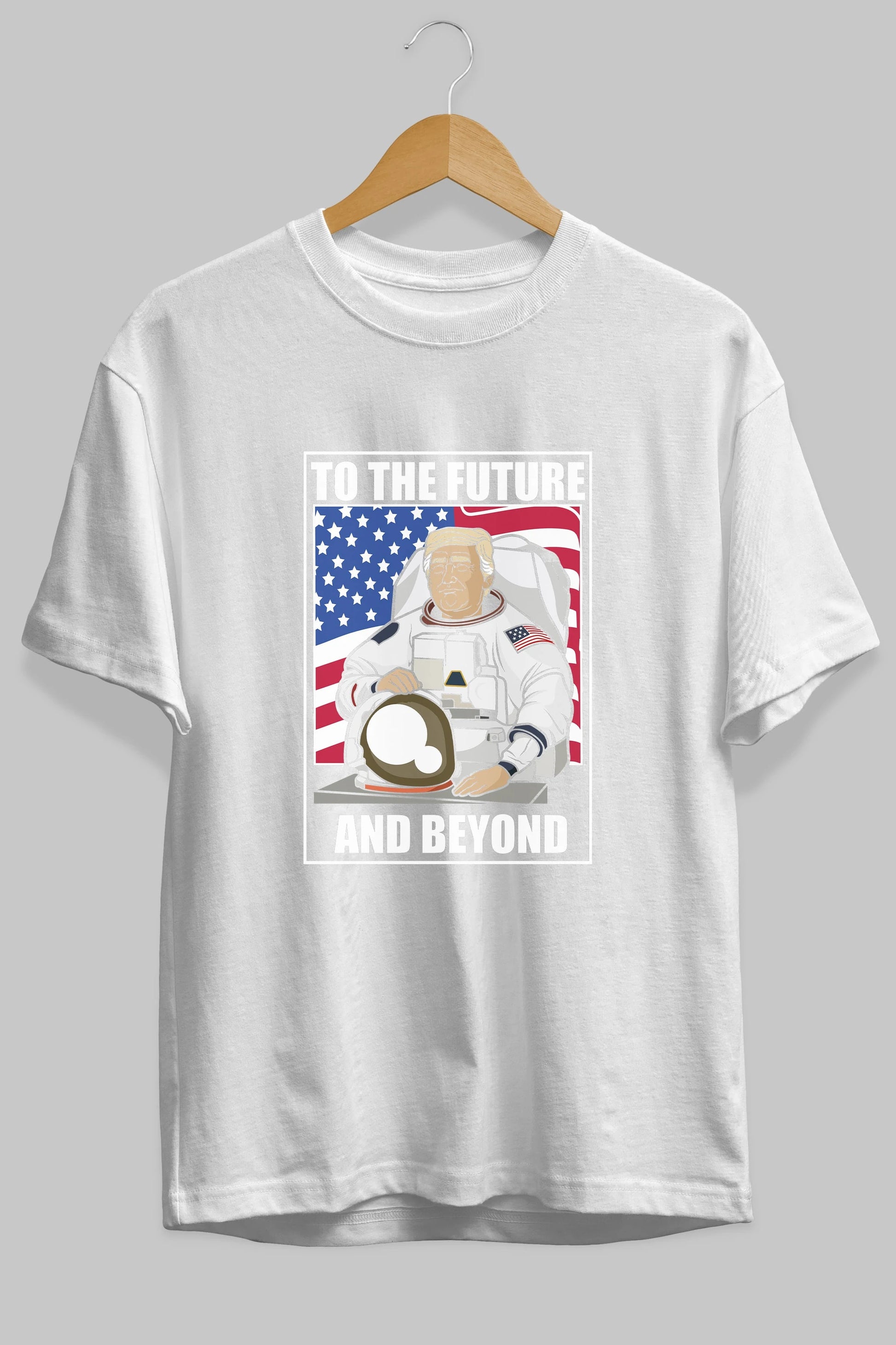 Trumpstronaut Ön Baskılı Oversize t-shirt Erkek Kadın Unisex %100 Pamuk tişort