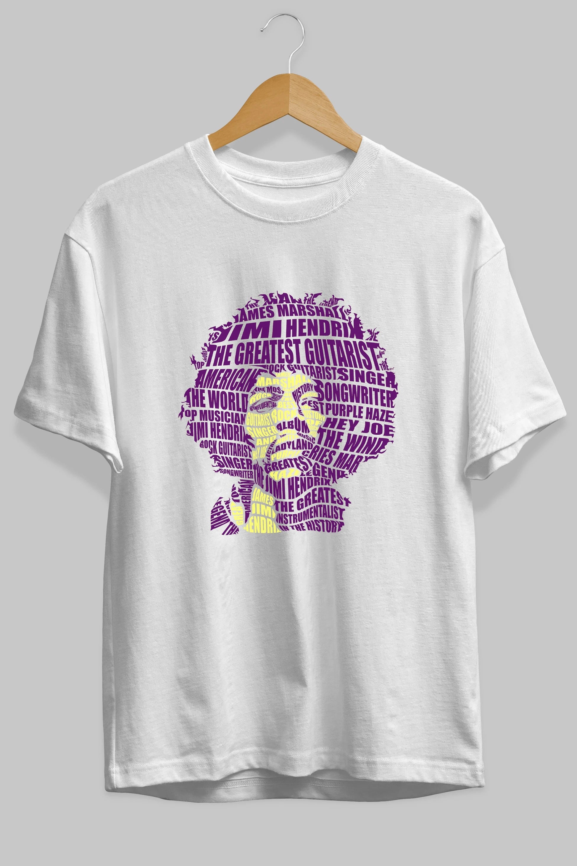Jimmy Hendrix Calligram Ön Baskılı Oversize t-shirt %100 pamuk Erkek Kadın Unisex
