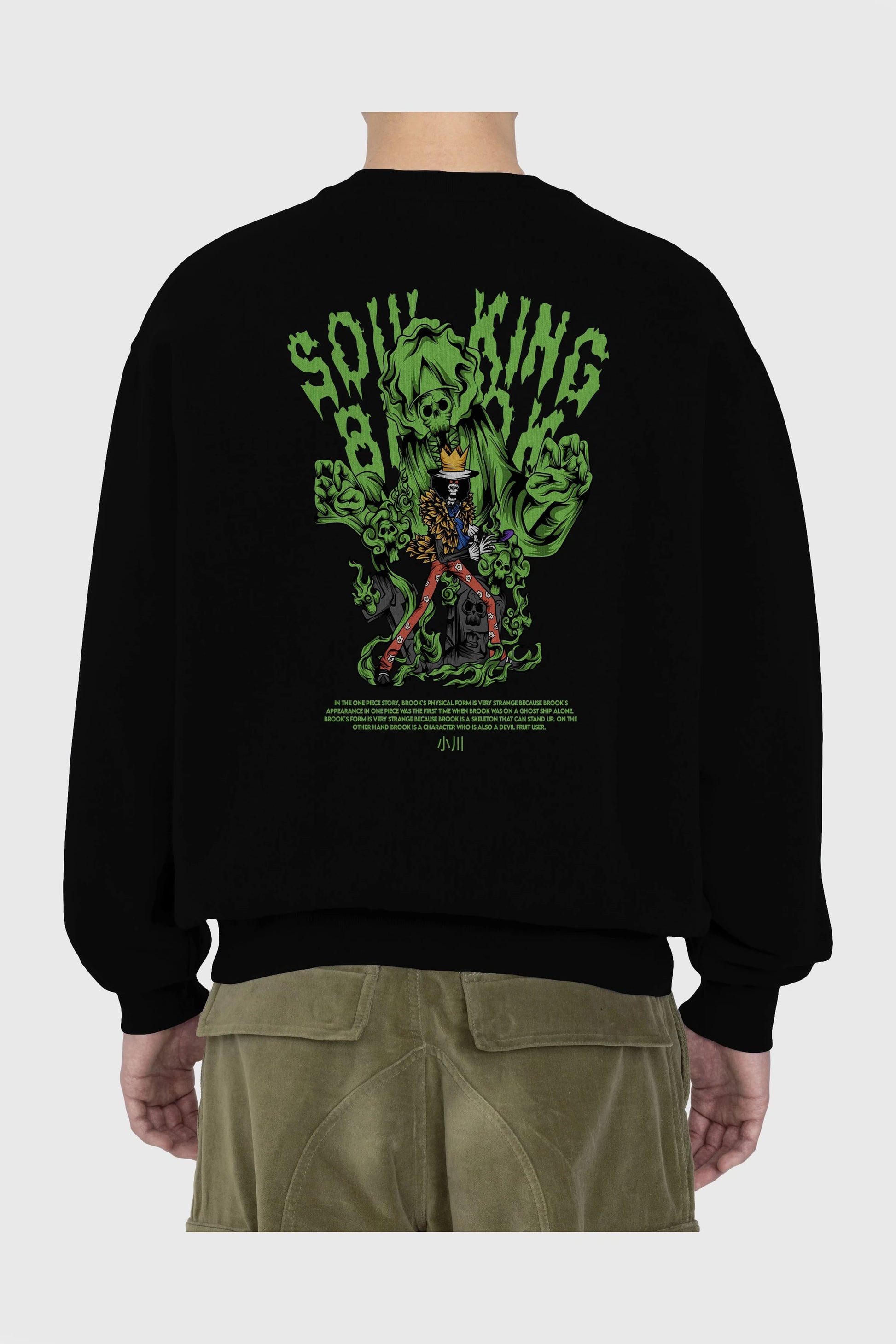 Soul King Brook Anime Arka Baskılı Oversize Sweatshirt Erkek Kadın Unisex