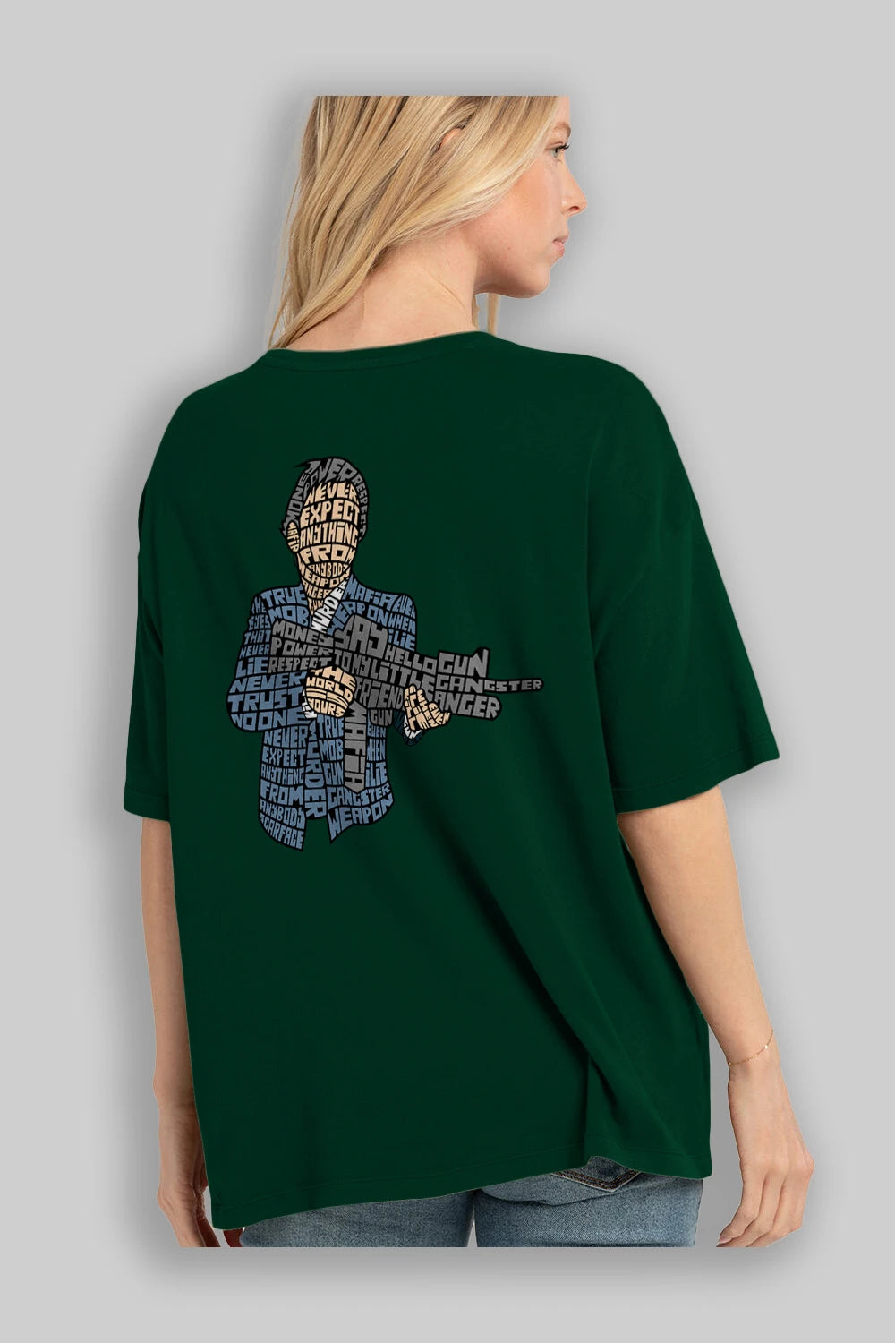 Mafia Arka Baskılı Oversize t-shirt %100 pamuk Erkek Kadın Unisex