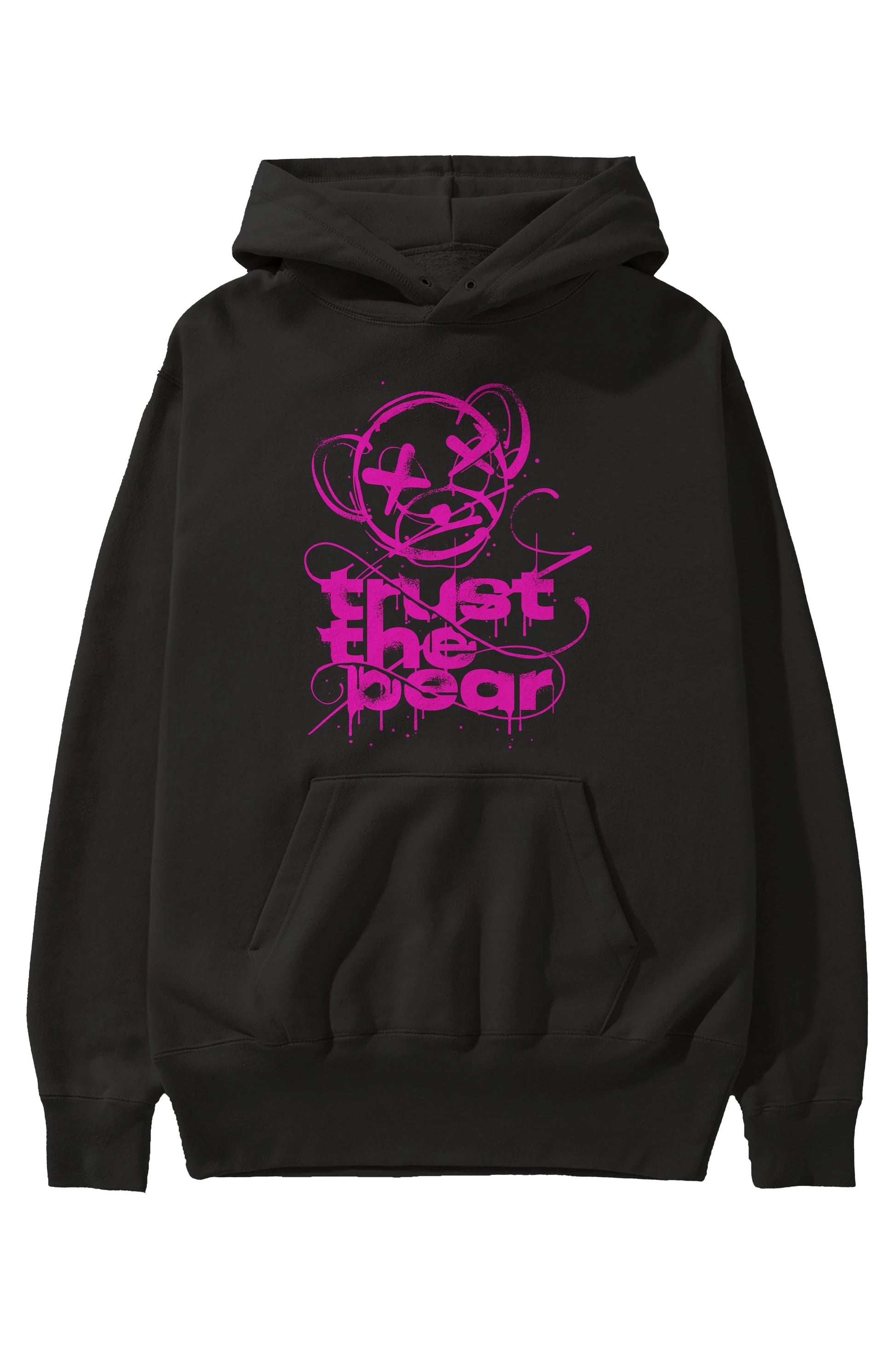 Trust The Bear 2 Ön Baskılı Hoodie Oversize Kapüşonlu Sweatshirt Erkek Kadın Unisex