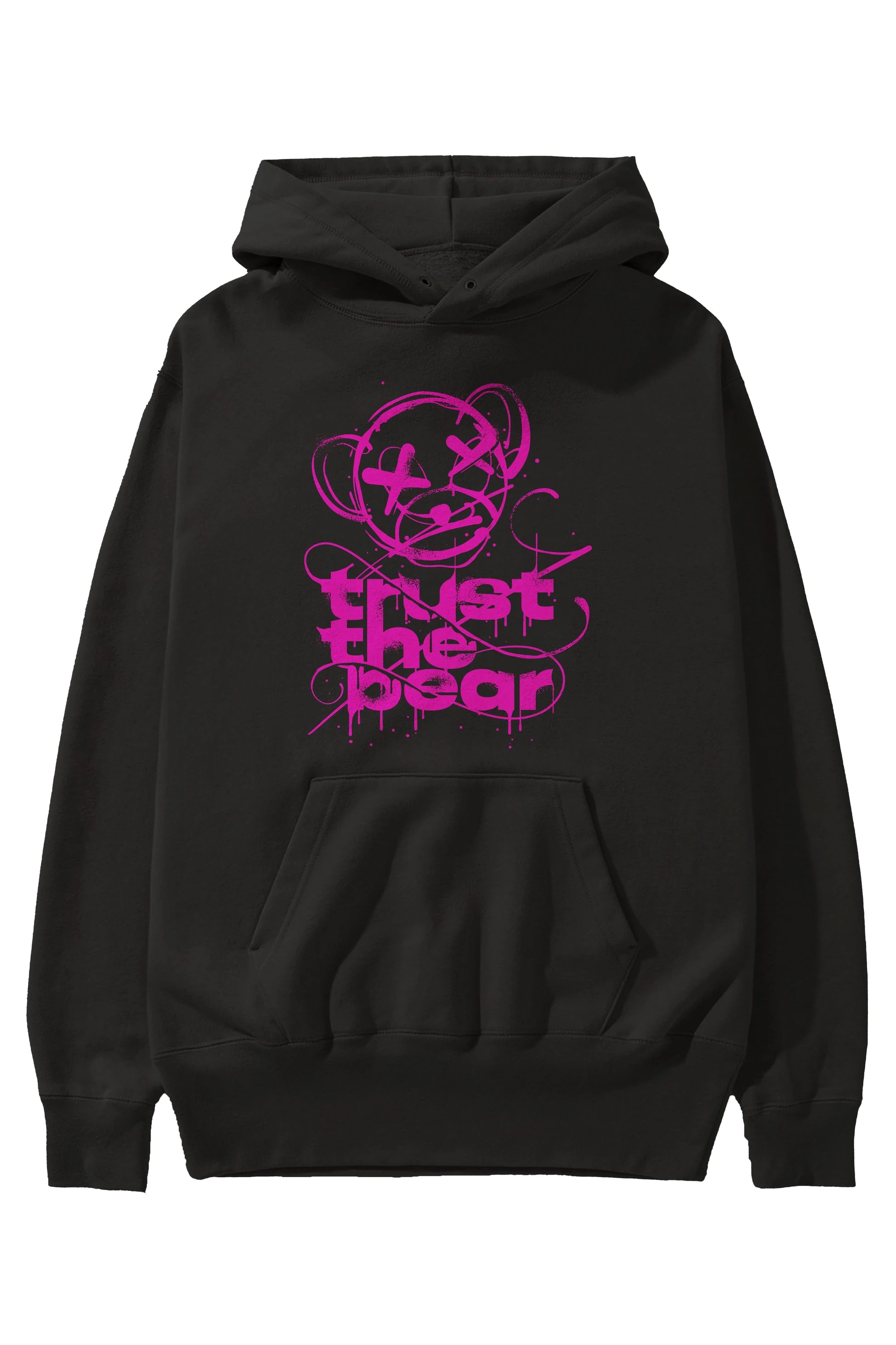 Trust The Bear 2 Ön Baskılı Hoodie Oversize Kapüşonlu Sweatshirt Erkek Kadın Unisex