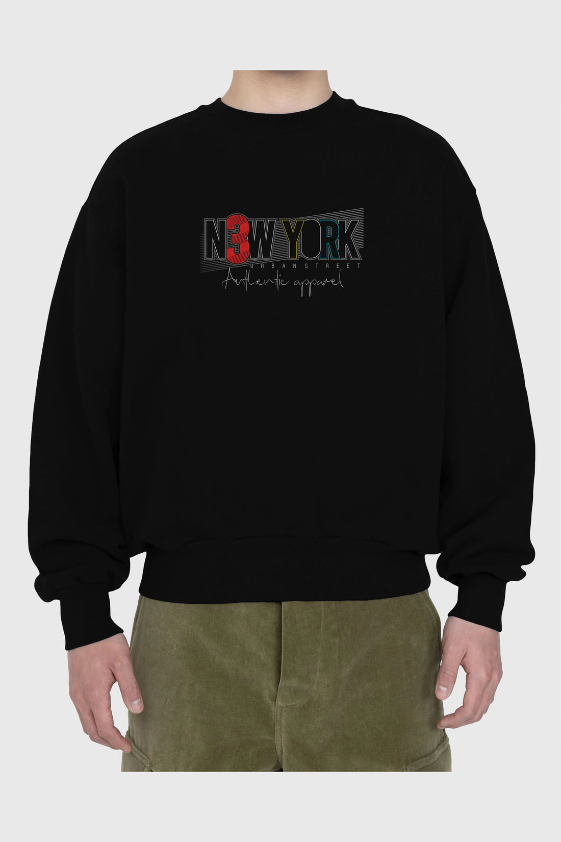 New York Ön Baskılı Oversize Sweatshirt Erkek Kadın Unisex