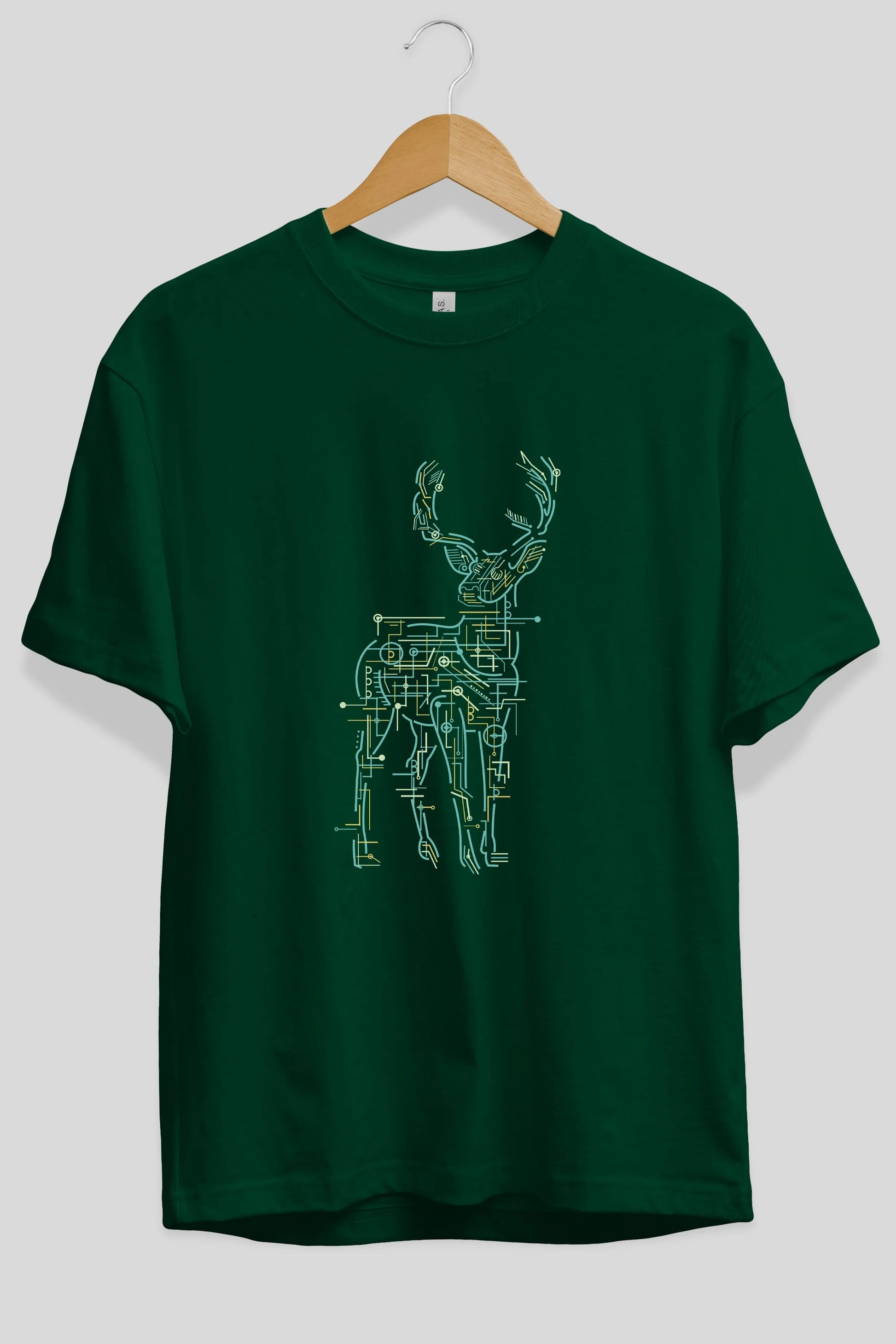 Electric Deer Ön Baskılı Oversize t-shirt %100 pamuk Erkek Kadın Unisex