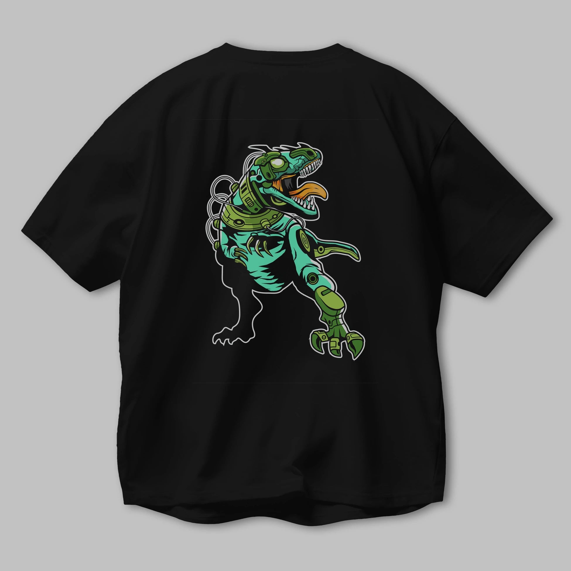 Trex Robot Arka Baskılı Oversize t-shirt Erkek Kadın Unisex %100 Pamuk tişort