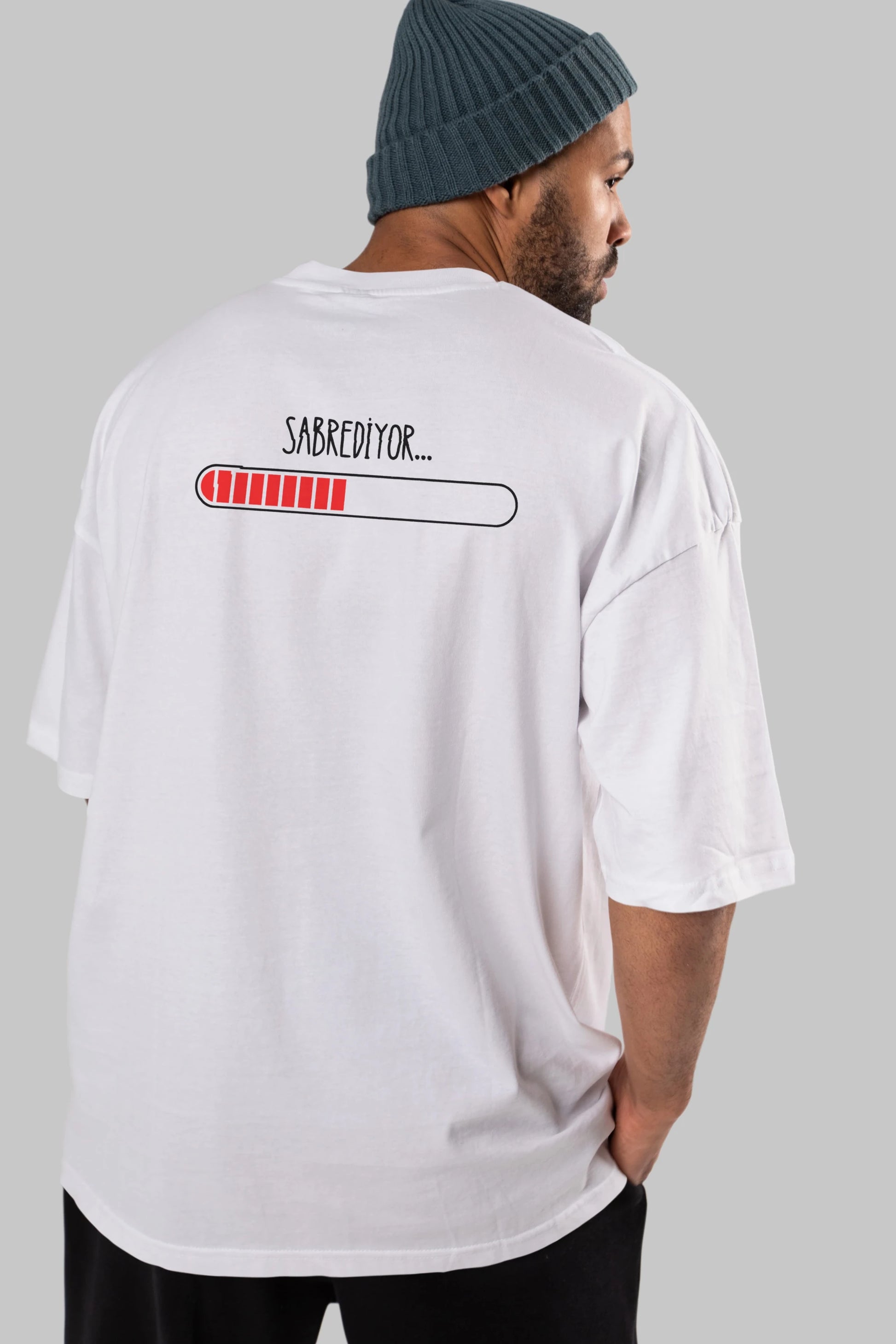 Sabrediyor Yazılı Arka Baskılı Oversize t-shirt Erkek Kadın Unisex