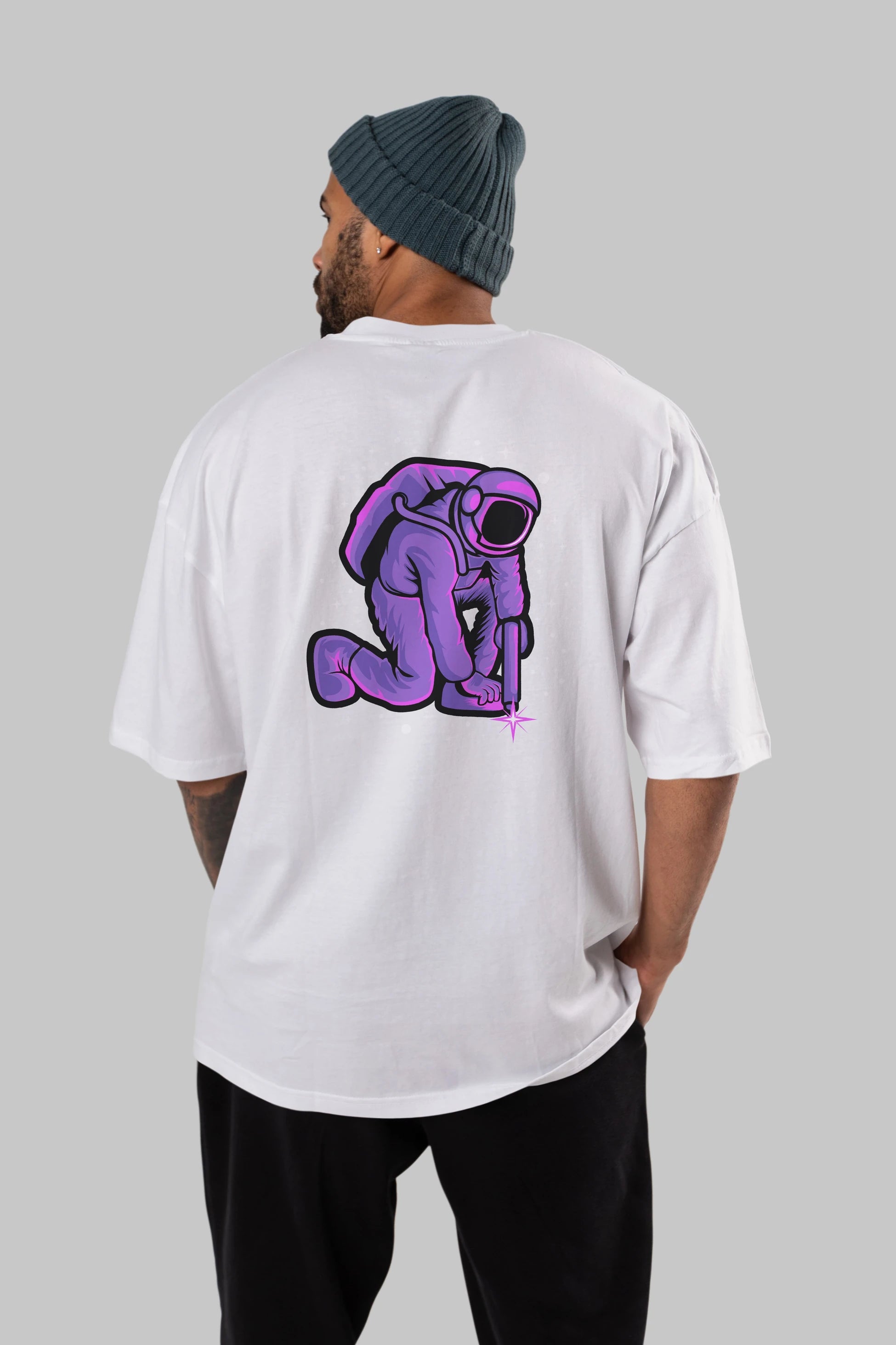 Welding in Space Arka Baskılı Oversize t-shirt Erkek Kadın Unisex