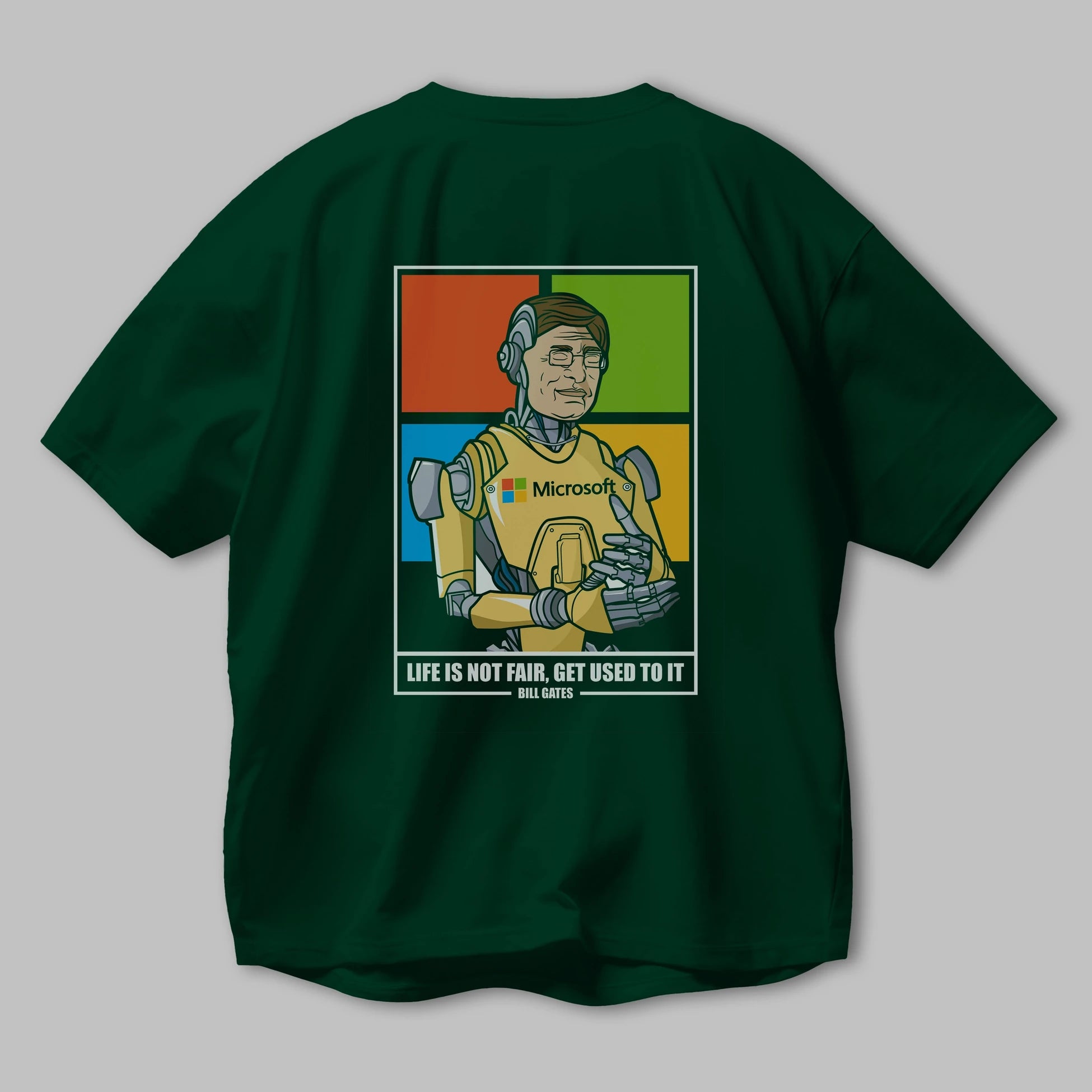 Bill Gates Robot Human Arka Baskılı Oversize t-shirt Erkek Kadın Unisex %100 Pamuk tişort