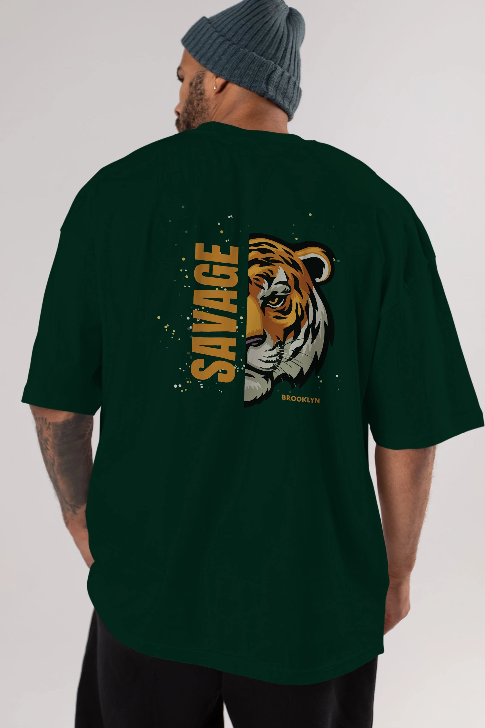 Savage Brooklyn Yazılı Arka Baskılı Oversize t-shirt Erkek Kadın Unisex