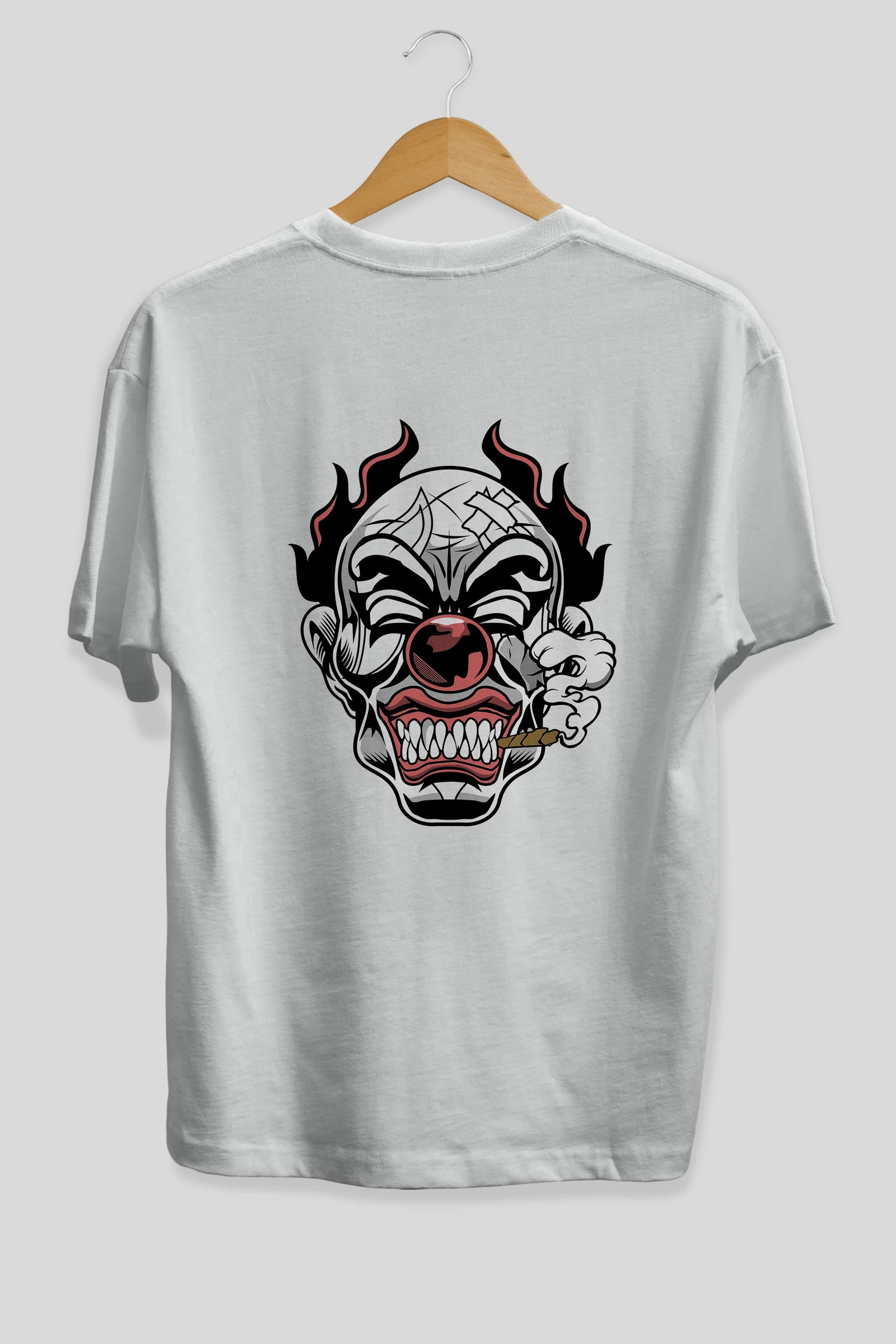 Clown Horror Arka Baskılı Oversize t-shirt Erkek Kadın Unisex %100 Pamuk tişort