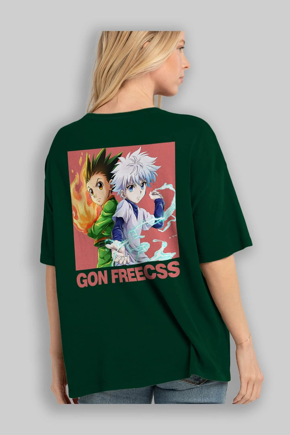 Gon Freecss HUNTER X HUNTER 4 Anime Arka Baskılı Oversize t-shirt Erkek Kadın Unisex