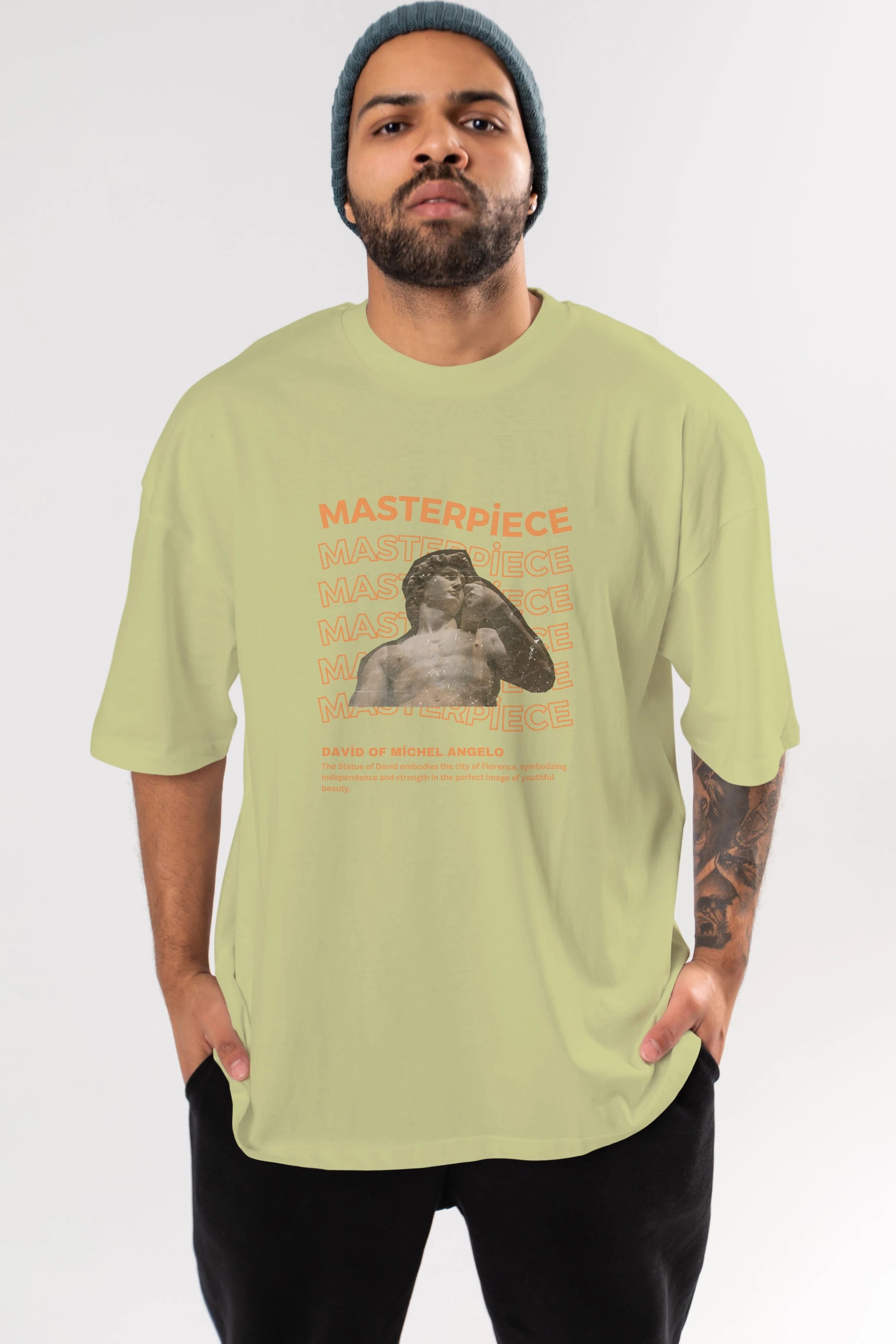 Masterpiece Yazılı Ön Baskılı Oversize t-shirt Erkek Kadın Unisex