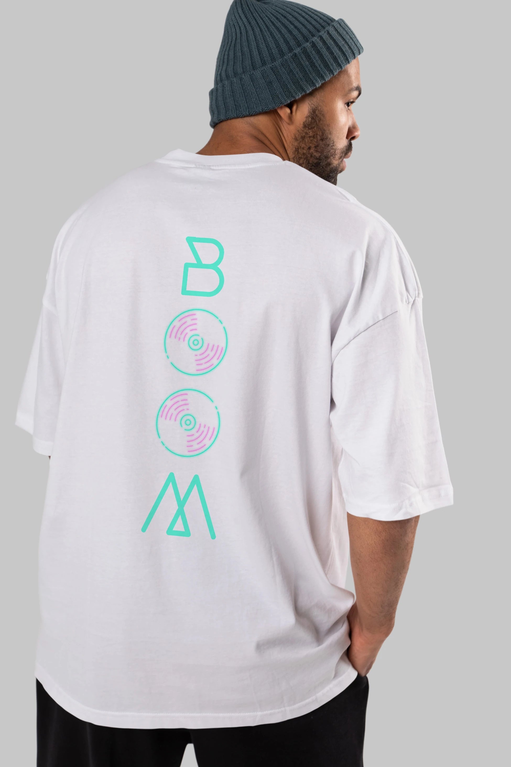 Boom Arka Baskılı Oversize t-shirt Erkek Kadın Unisex
