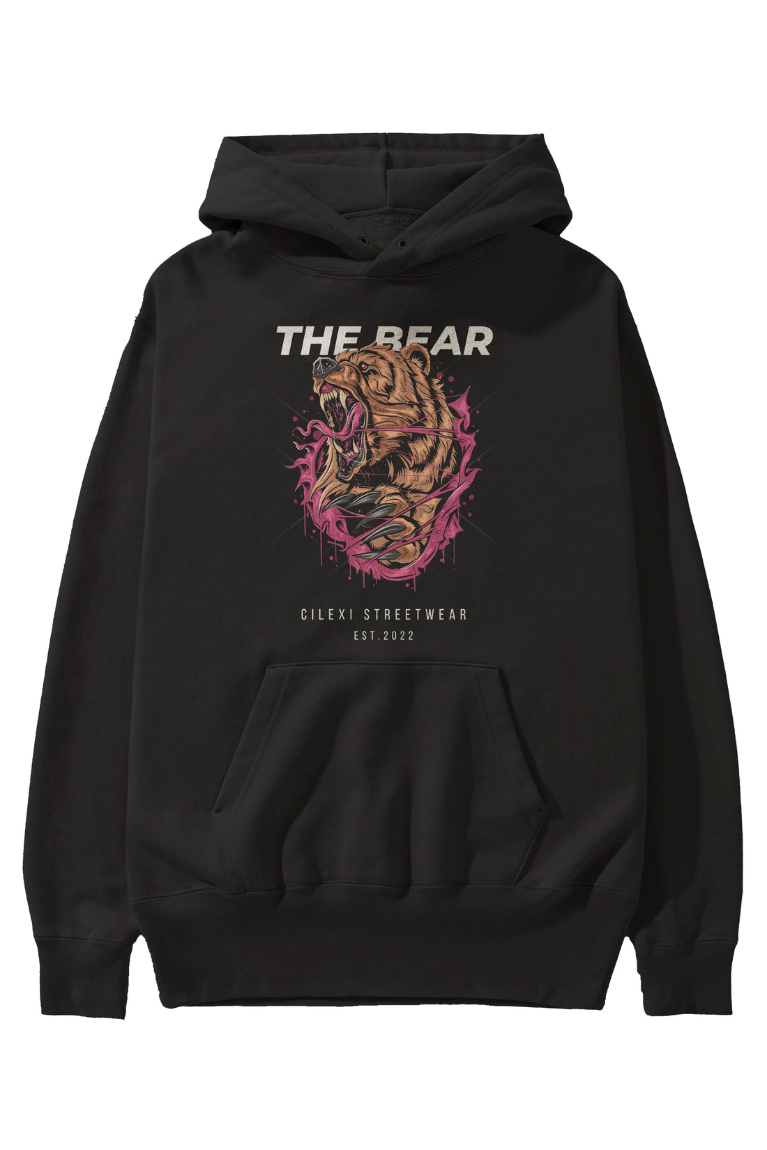 The Bear Ön Baskılı Hoodie Oversize Kapüşonlu Sweatshirt Erkek Kadın Unisex