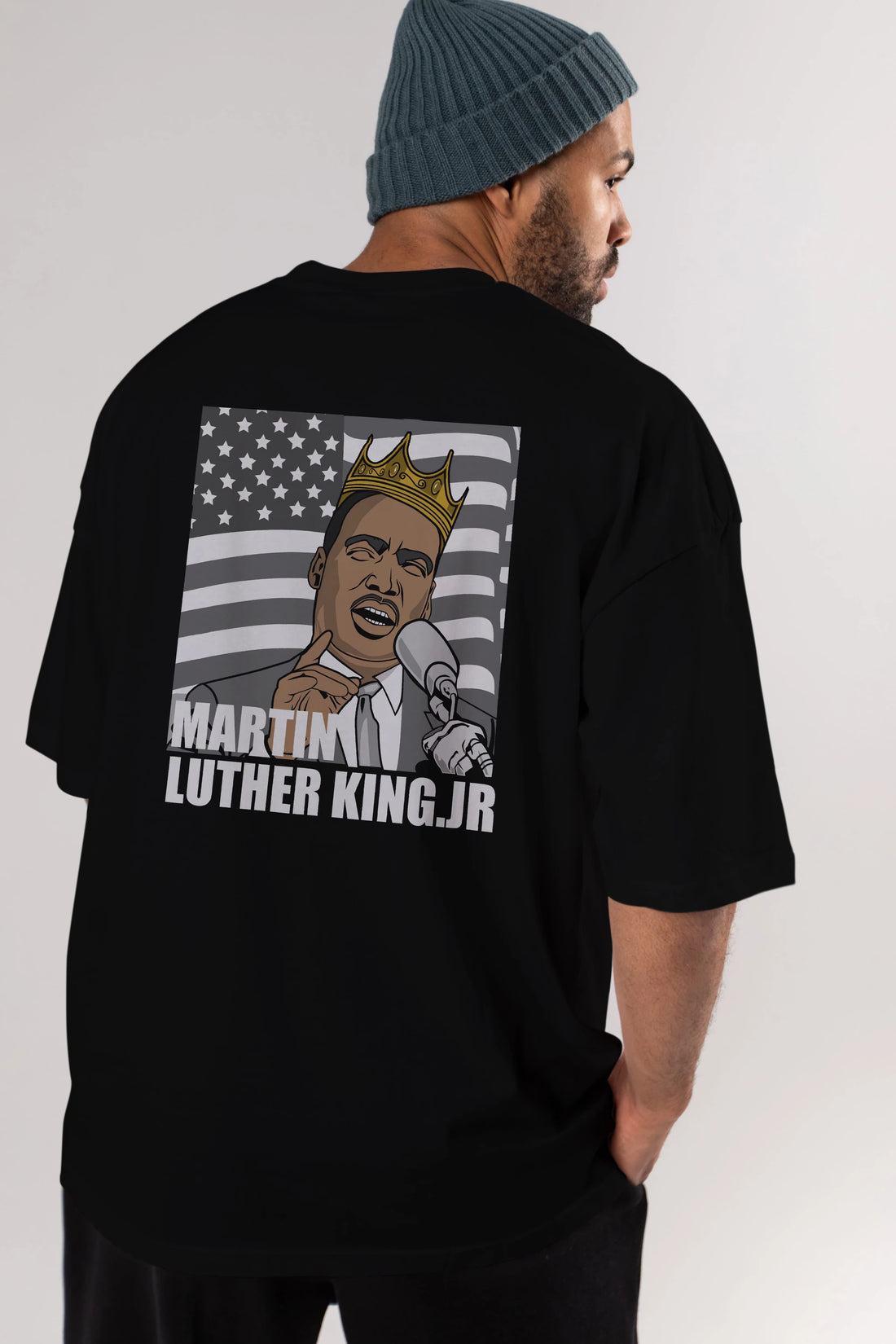 Luther King Arka Baskılı Oversize t-shirt Erkek Kadın Unisex %100 Pamuk tişort