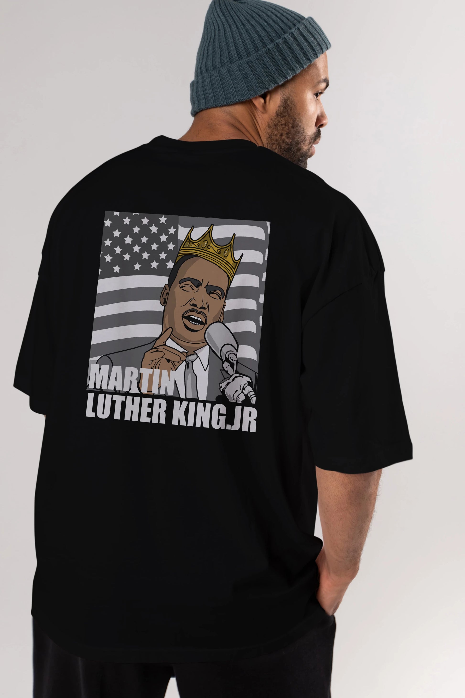 Luther King Arka Baskılı Oversize t-shirt Erkek Kadın Unisex %100 Pamuk tişort